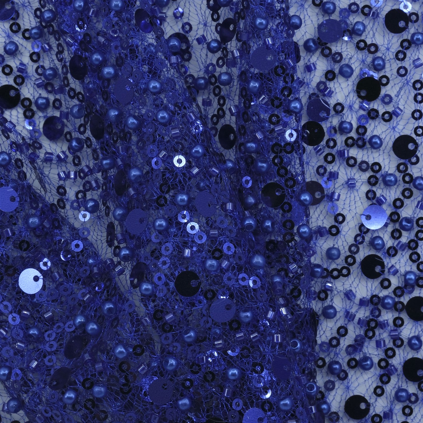 PAYETLİ İNCİ VE KESME BONCUKLU ÖRÜMCEK FİLE TÜL KUMAŞ