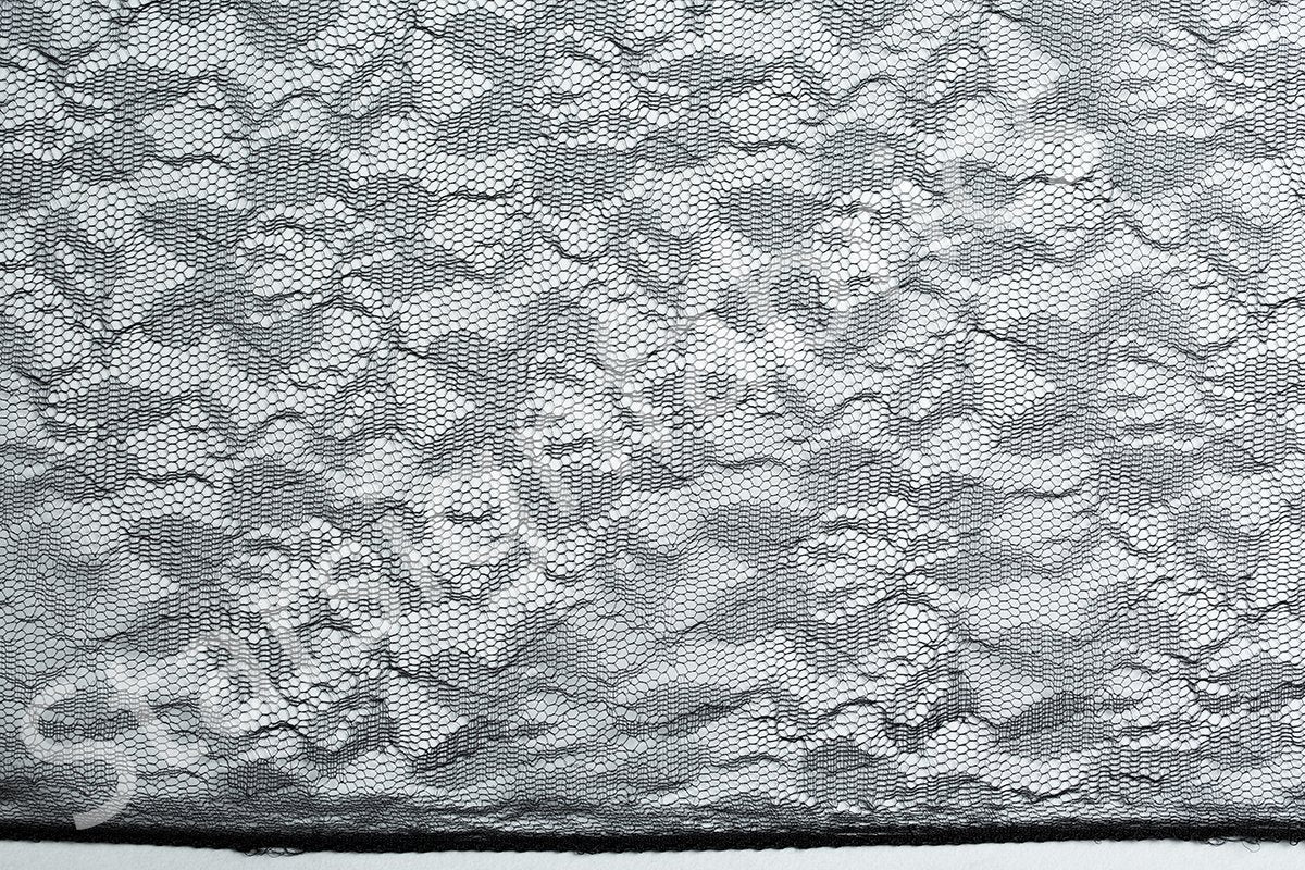 Siyah Çiçek Tasarım Örgü Dantel Tül Kumaş | Burç Kumaş