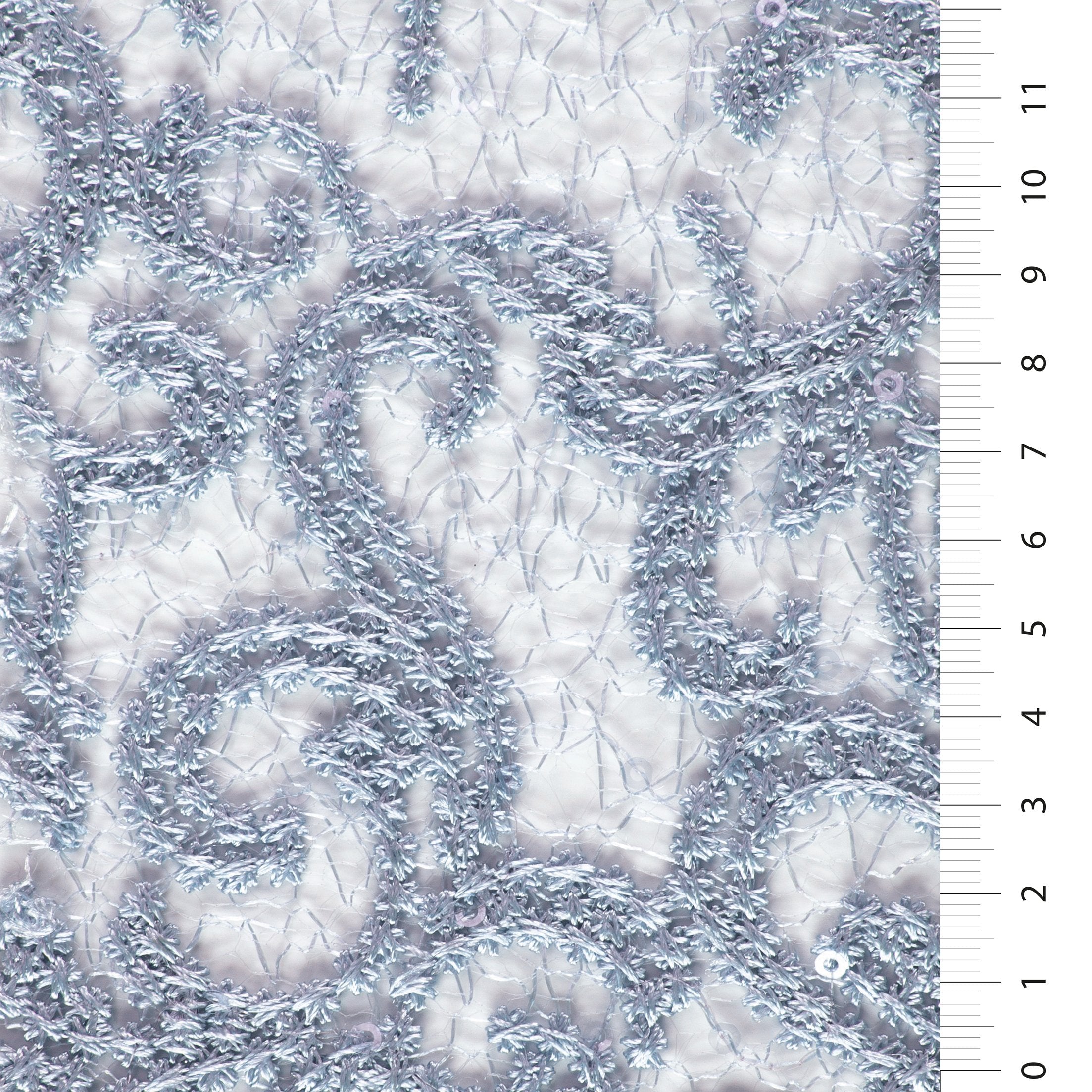 Mavi Yeni Tasarım Hologram Payet Nakışlı Kumaş | Burç Kumaş