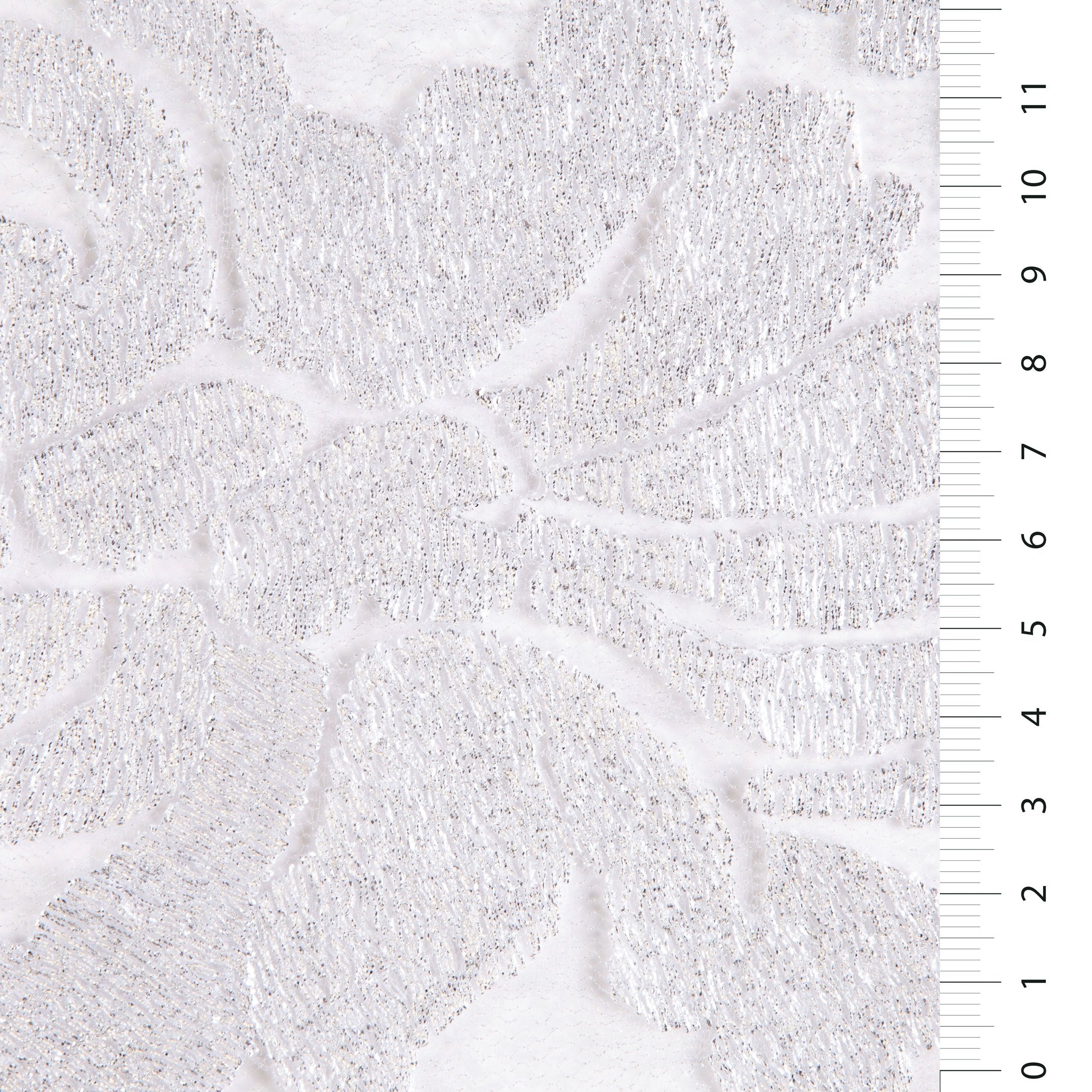 Beyaz Folyo Baskı Çiçek İplik Nakışlı Dantel Kumaş | Burç Kumaş