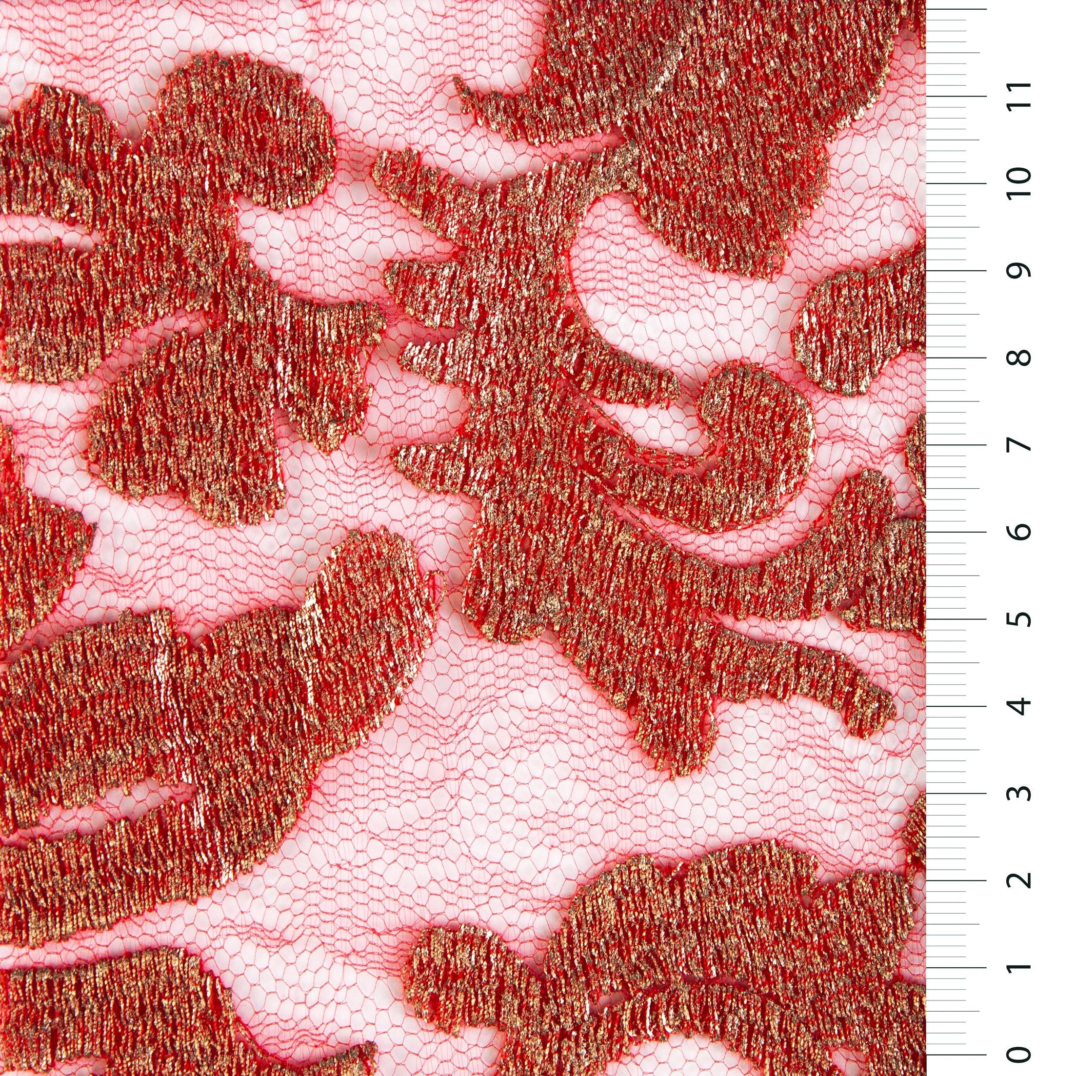 Foil Baskı Çiçek Tasarım İplik Nakışlı Dantel Kumaş