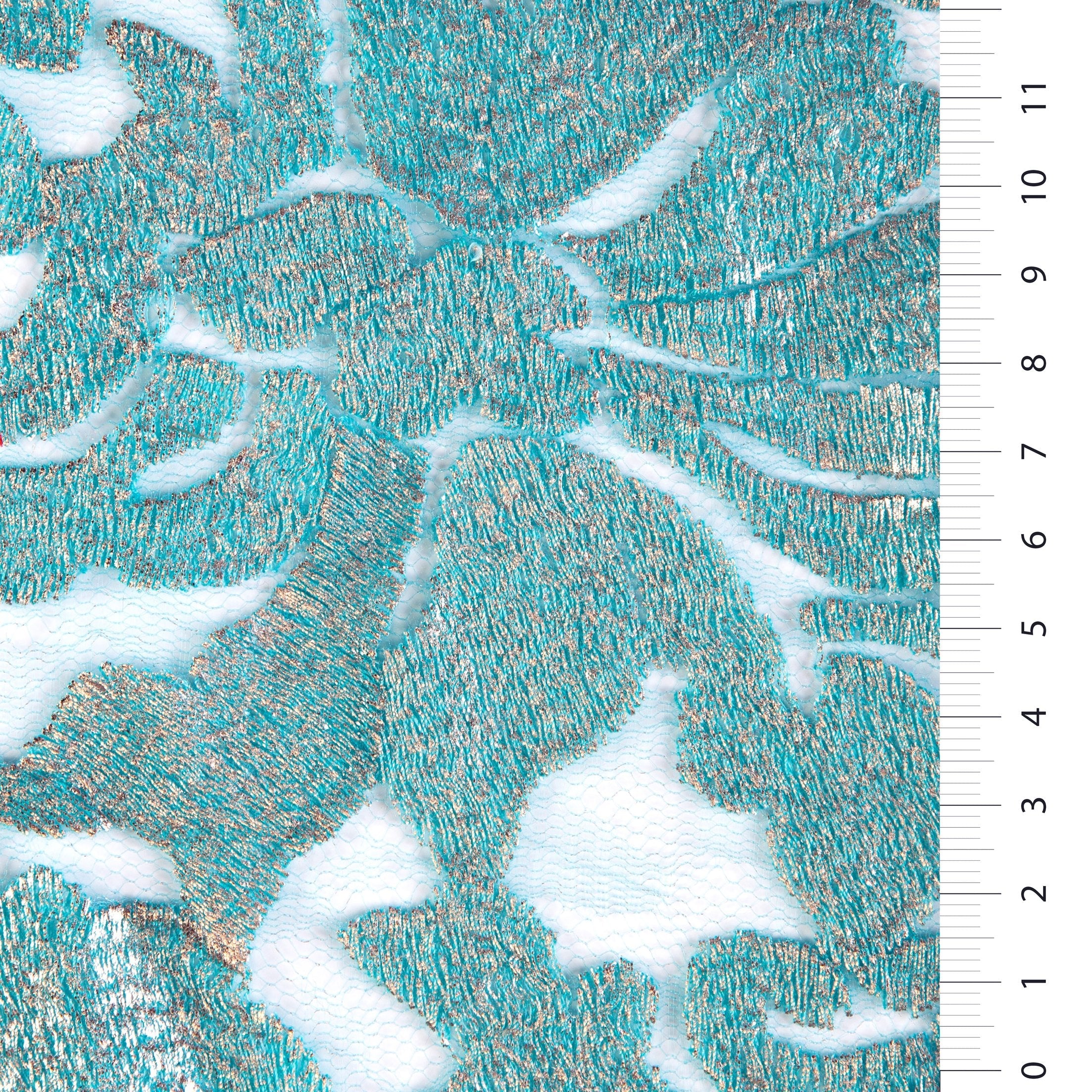 Foil Baskı Çiçek Tasarım İplik Nakışlı Dantel Kumaş