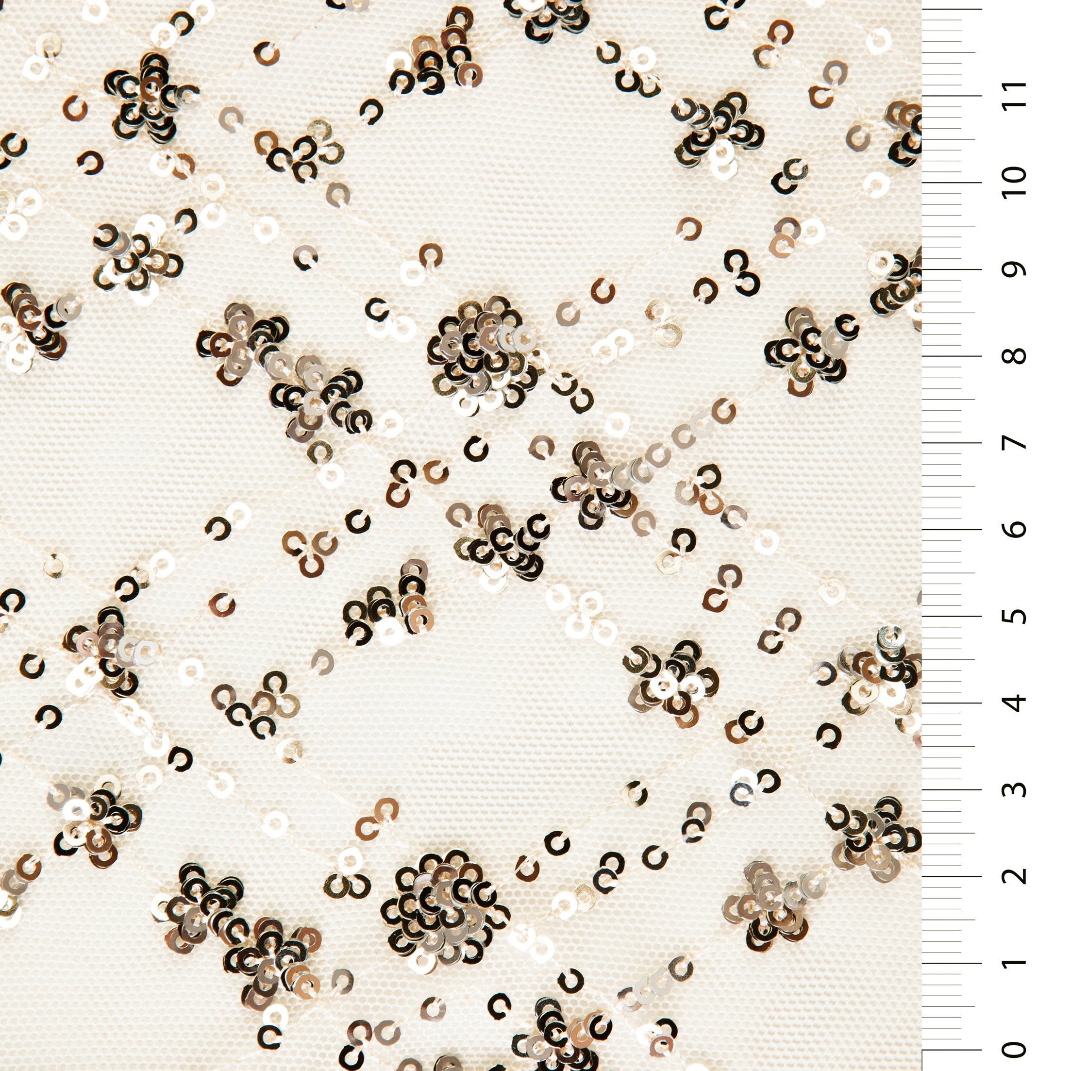 Argyle Tasarımlı Küme Payet Nakışlı Örgü Tül Kumaş