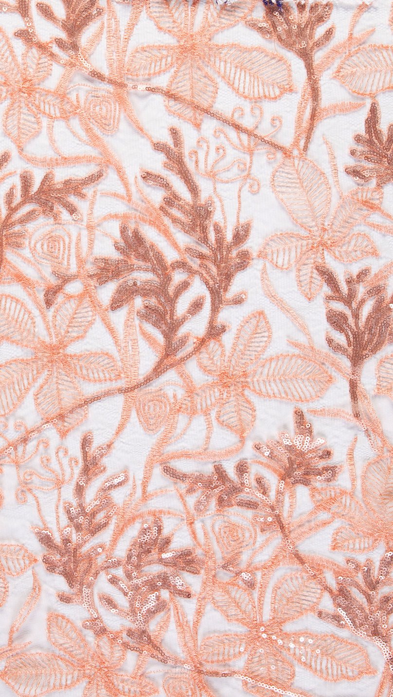 Cenevre Tarzı Mercan Çiçek İşlemeli Dantel Kumaş | Burç Kumaş