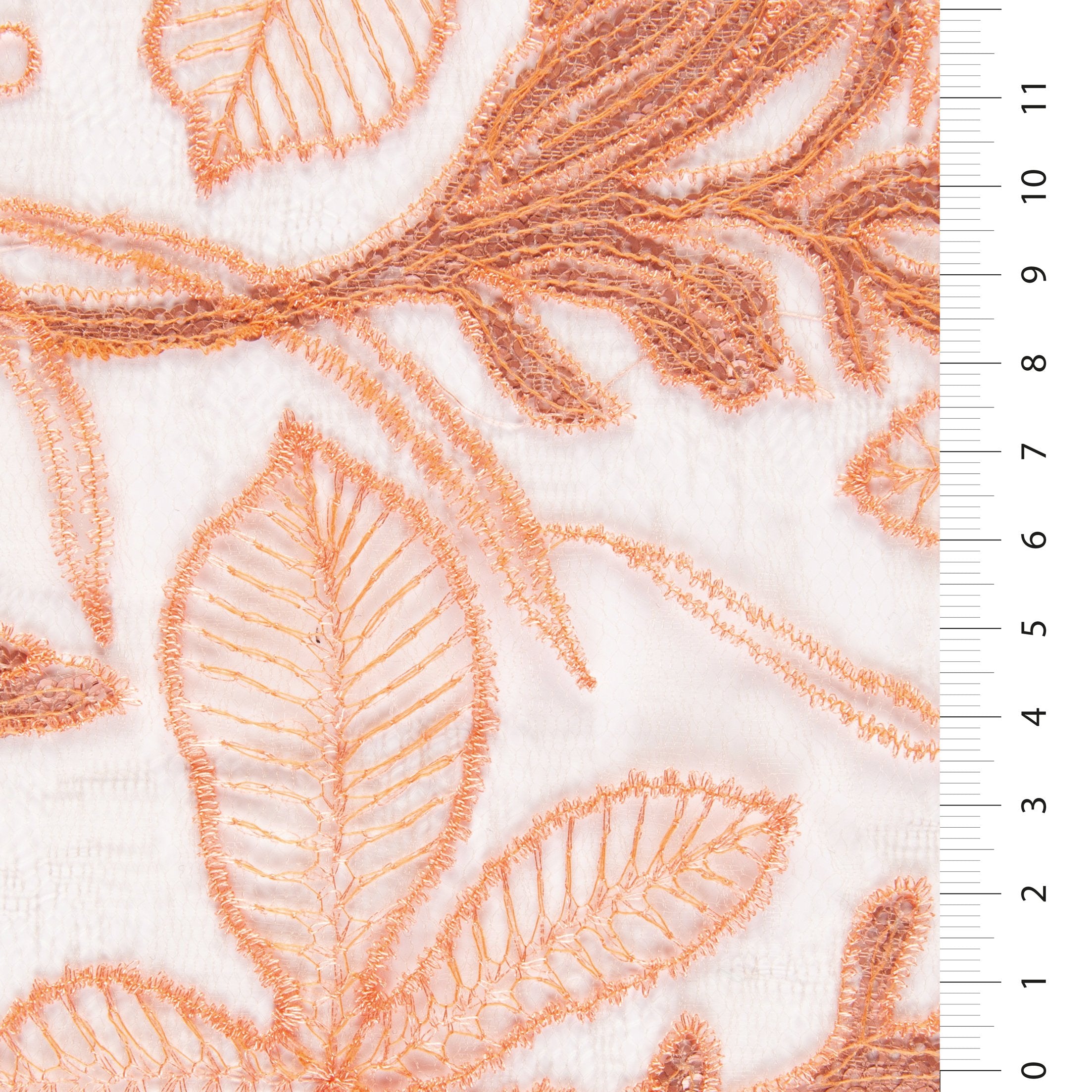 Cenevre Tarzı Somon Çiçek İşlemeli Dantel Kumaş | Burç Kumaş