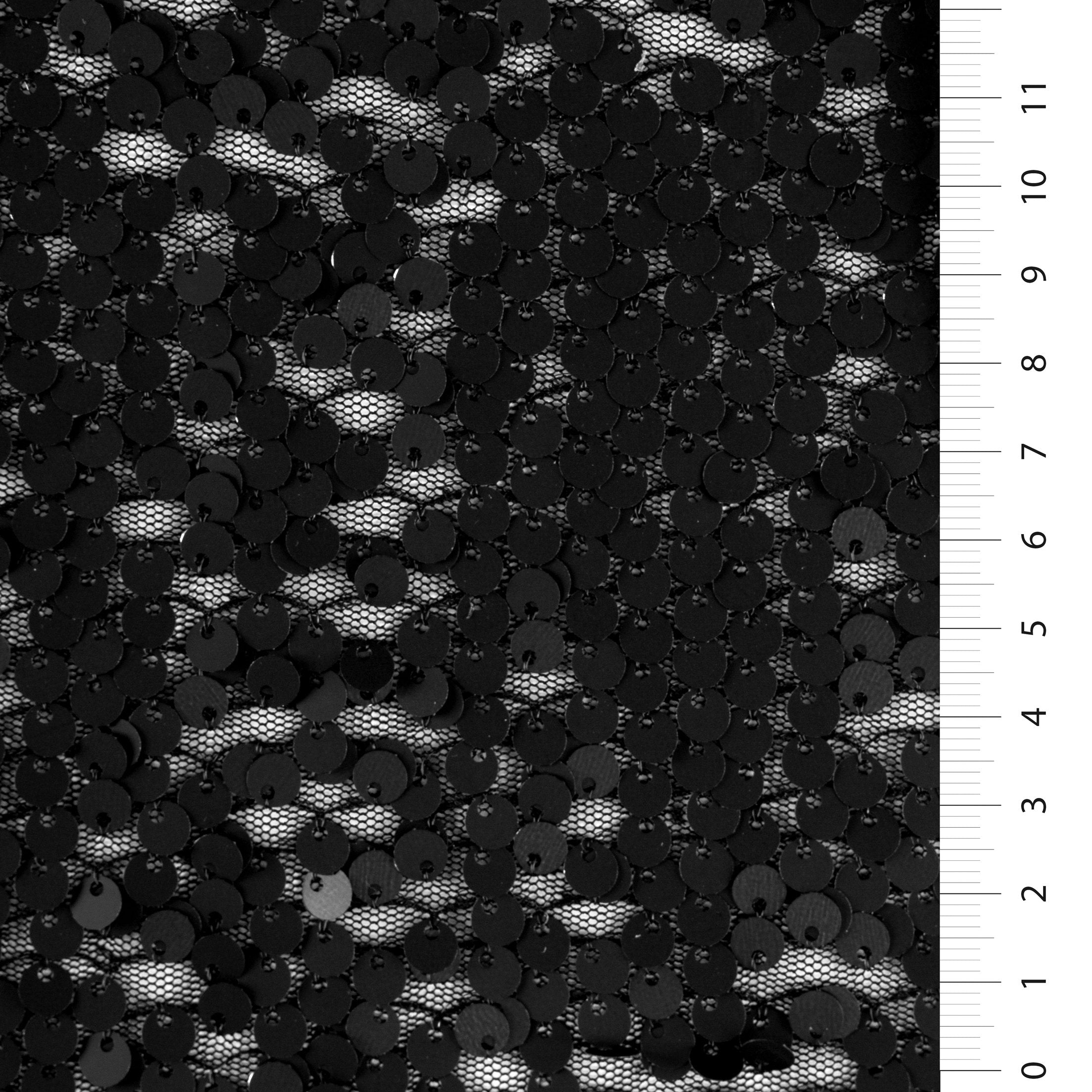 Mat Siyah Seyrek Pul İşlemeli Tül Kumaş | Burç Kumaş