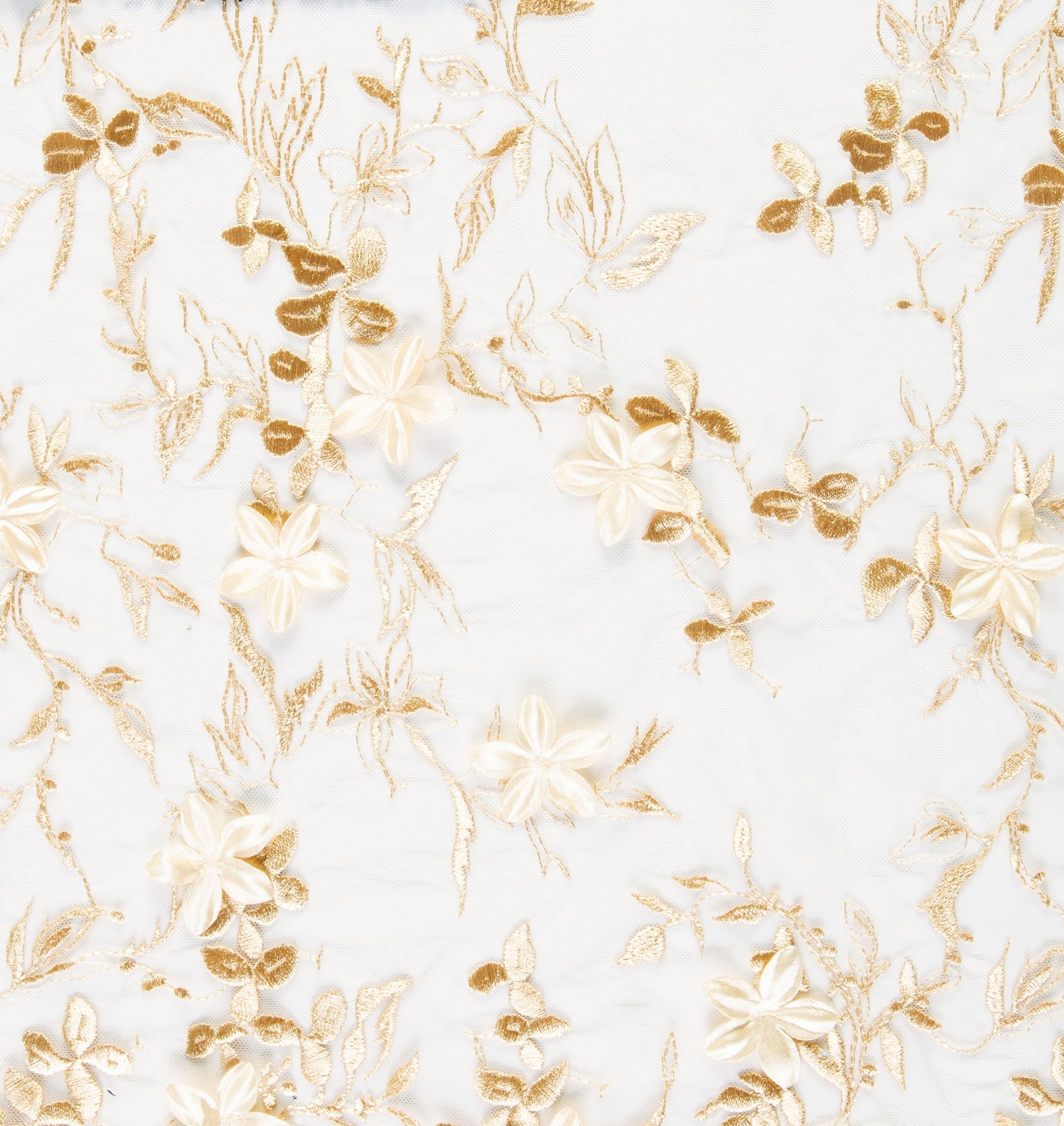 3D Şifon Çiçekler Nakış Kumaş | Burç Kumaş