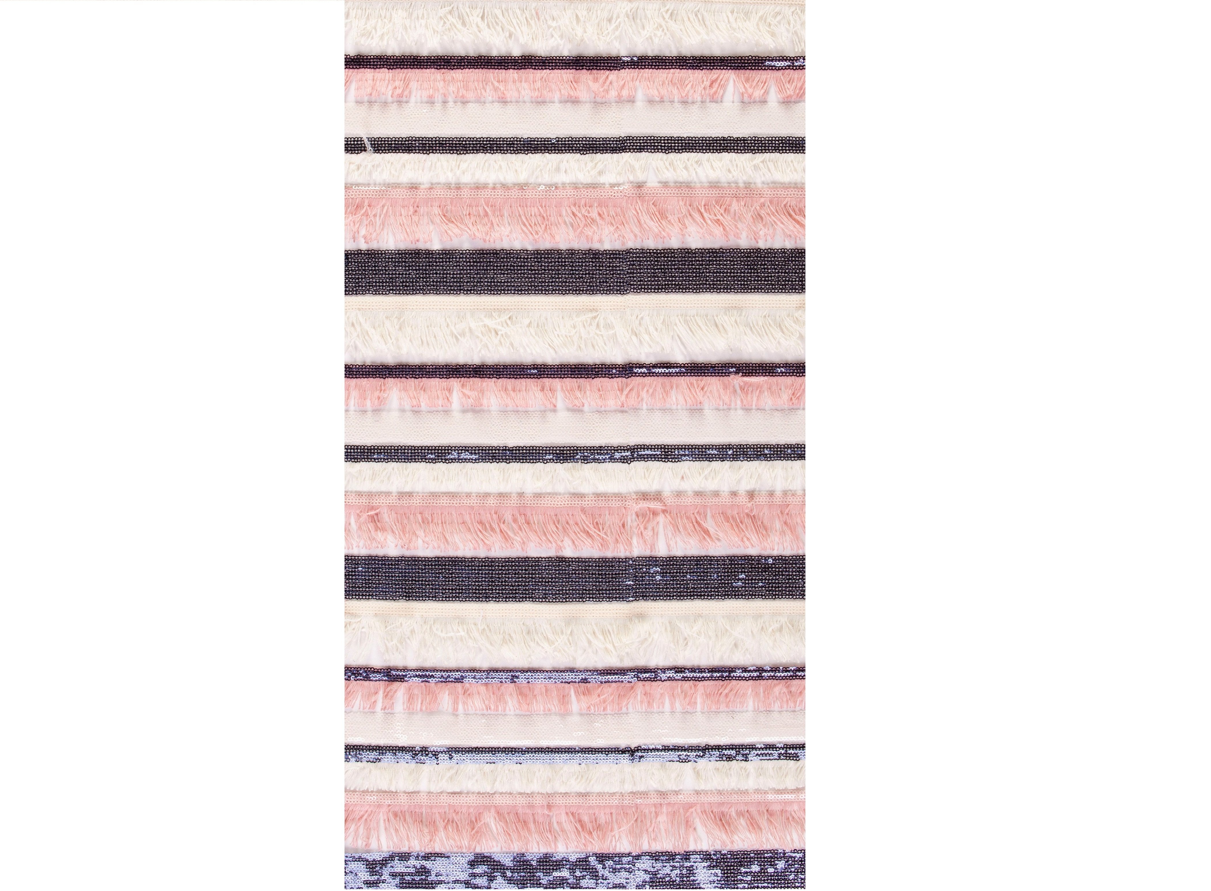 Saçaklı Çizgi Tasarım Pullu İplik Nakışlı Kumaş | Burç Kumaş