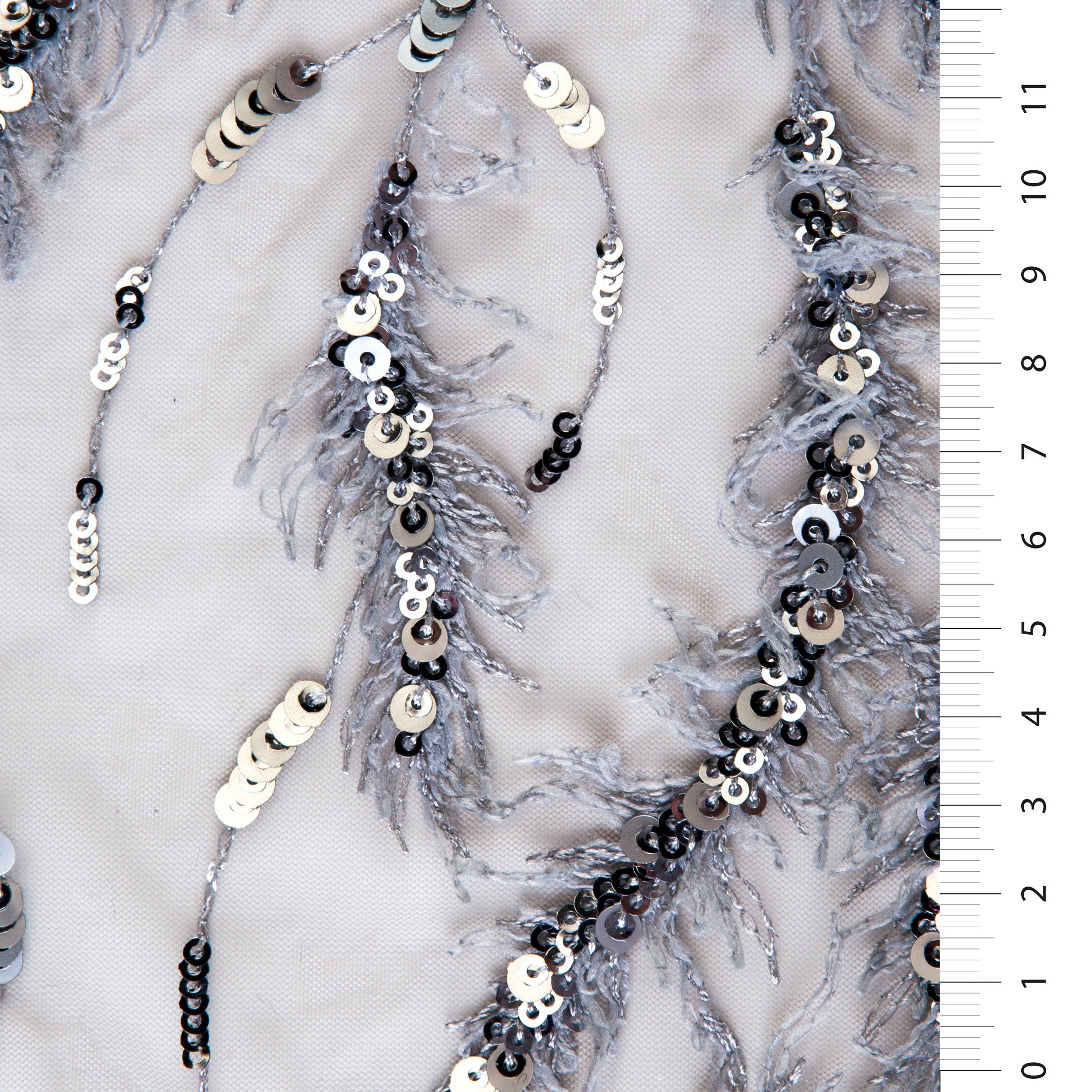 3D Küçük Saçaklı Kirpikli Pullu Nakış Kumaş