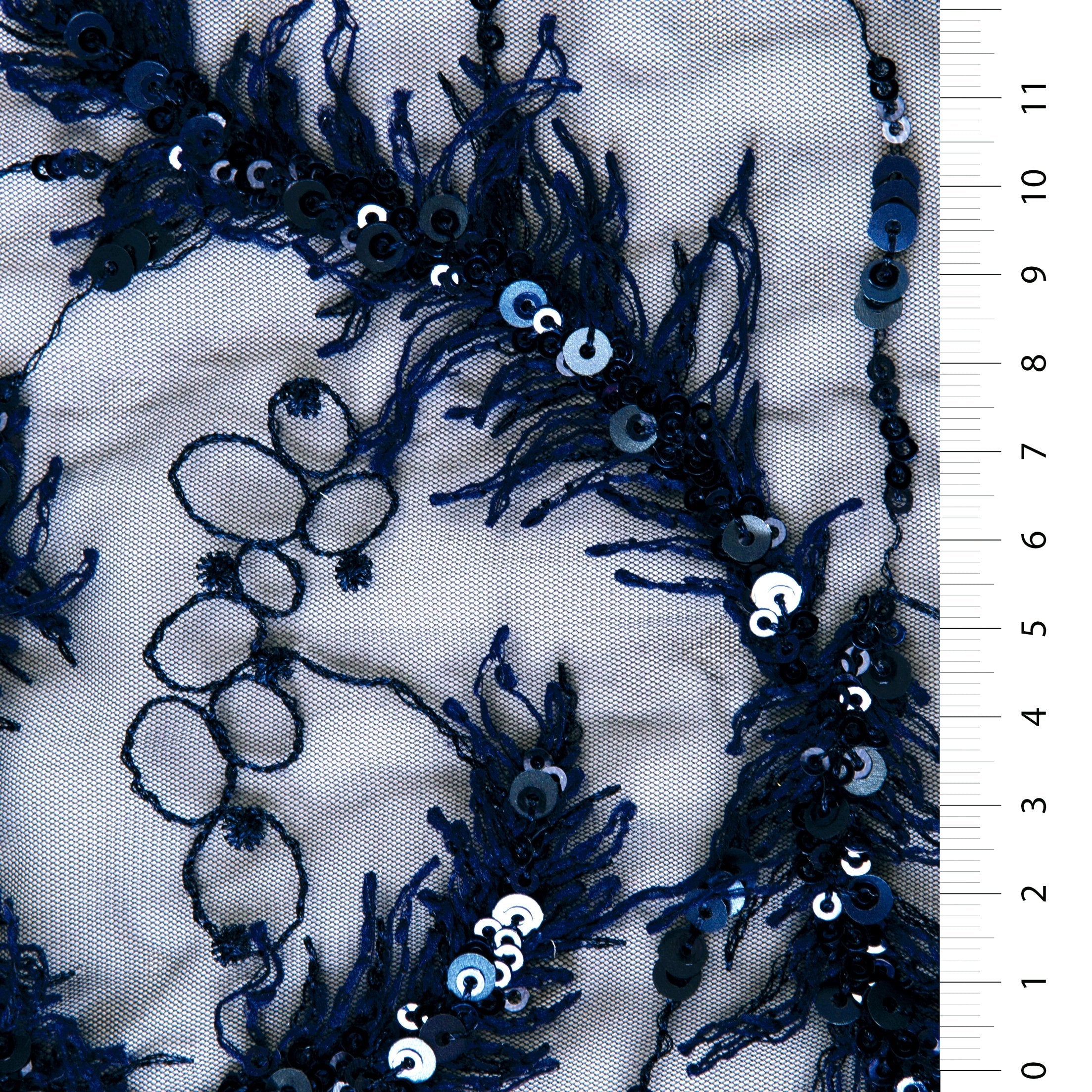 3D Küçük Saçaklı Kirpikli Pullu Nakış Kumaş