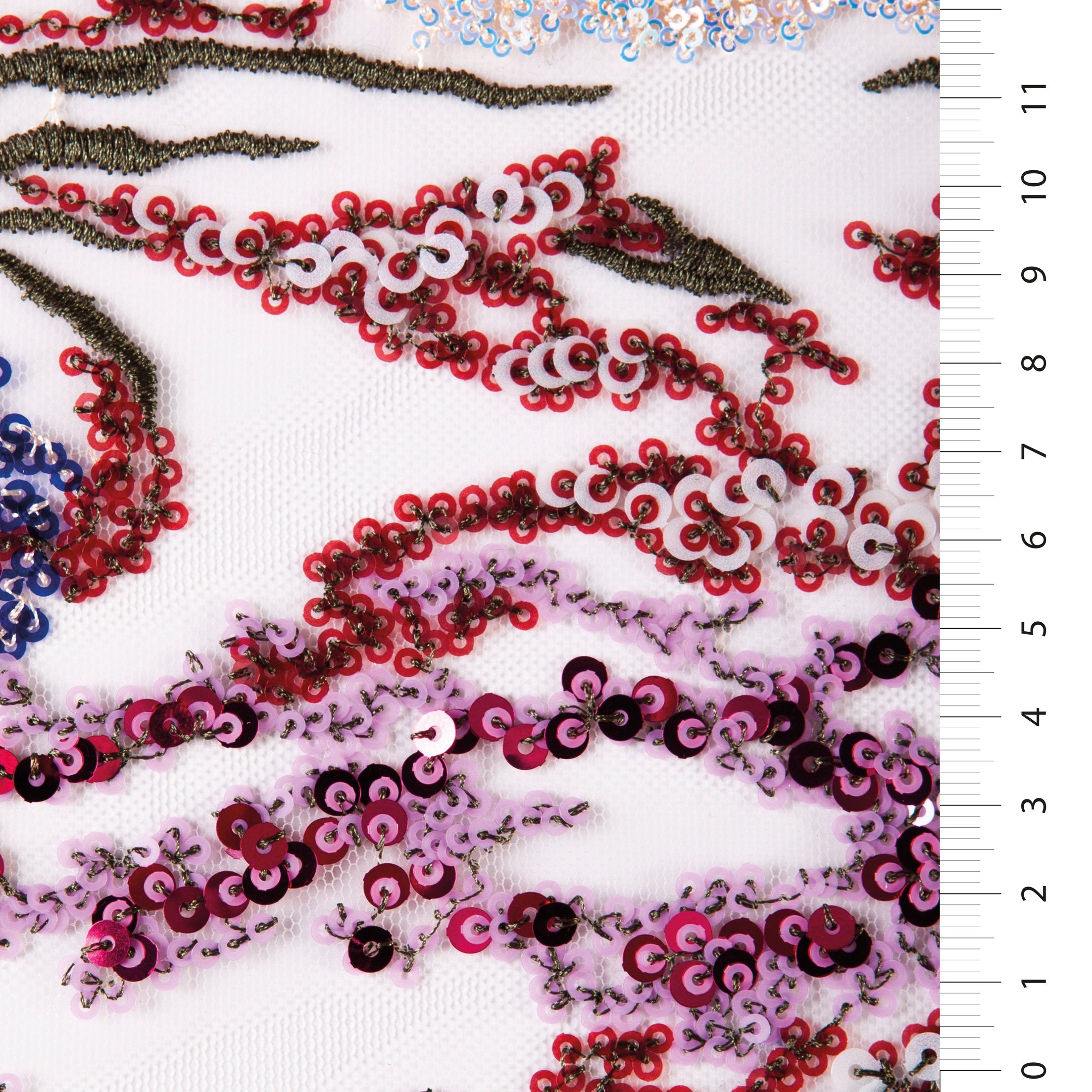 Siyah Çiçek Tasarım Payetli İplik Nakışlı Tül Kumaş | Burç Kumaş