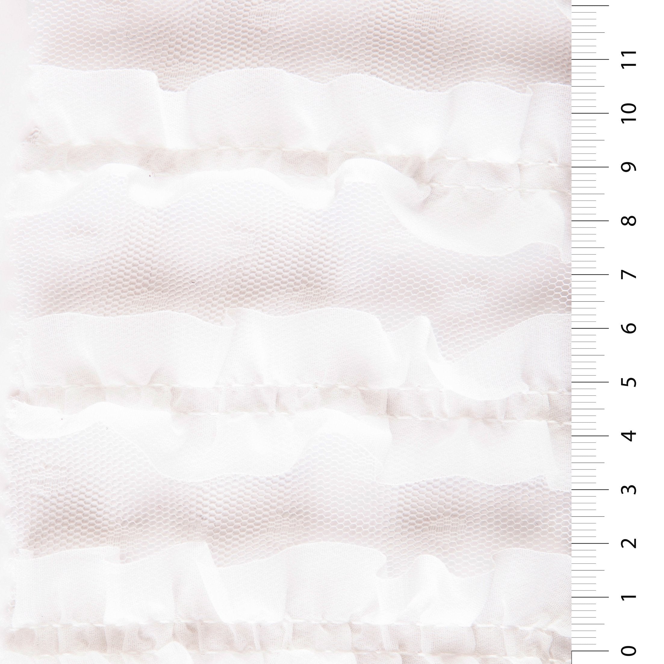 Paris Stili Çizgili Pudra Çift Katmanlı Süs Nakışlı Dantel Kumaş