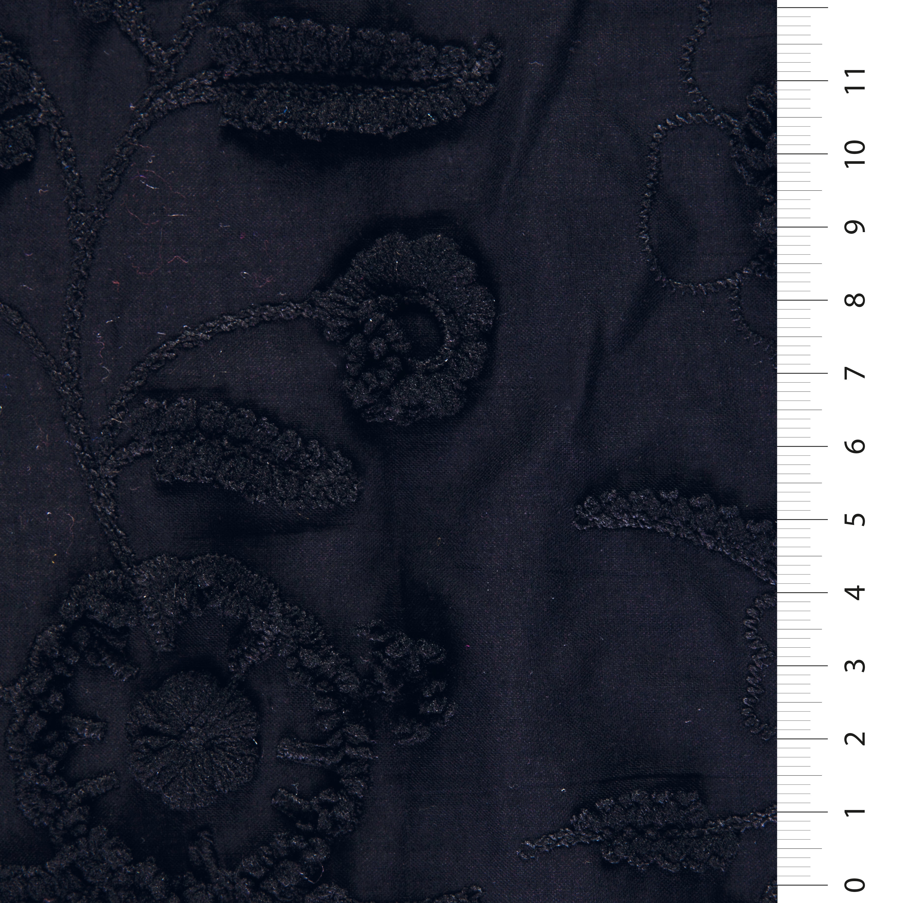 Saçaklı Çiçek Tasarımı Pamuk Trim Nakışlı Vual Kumaş