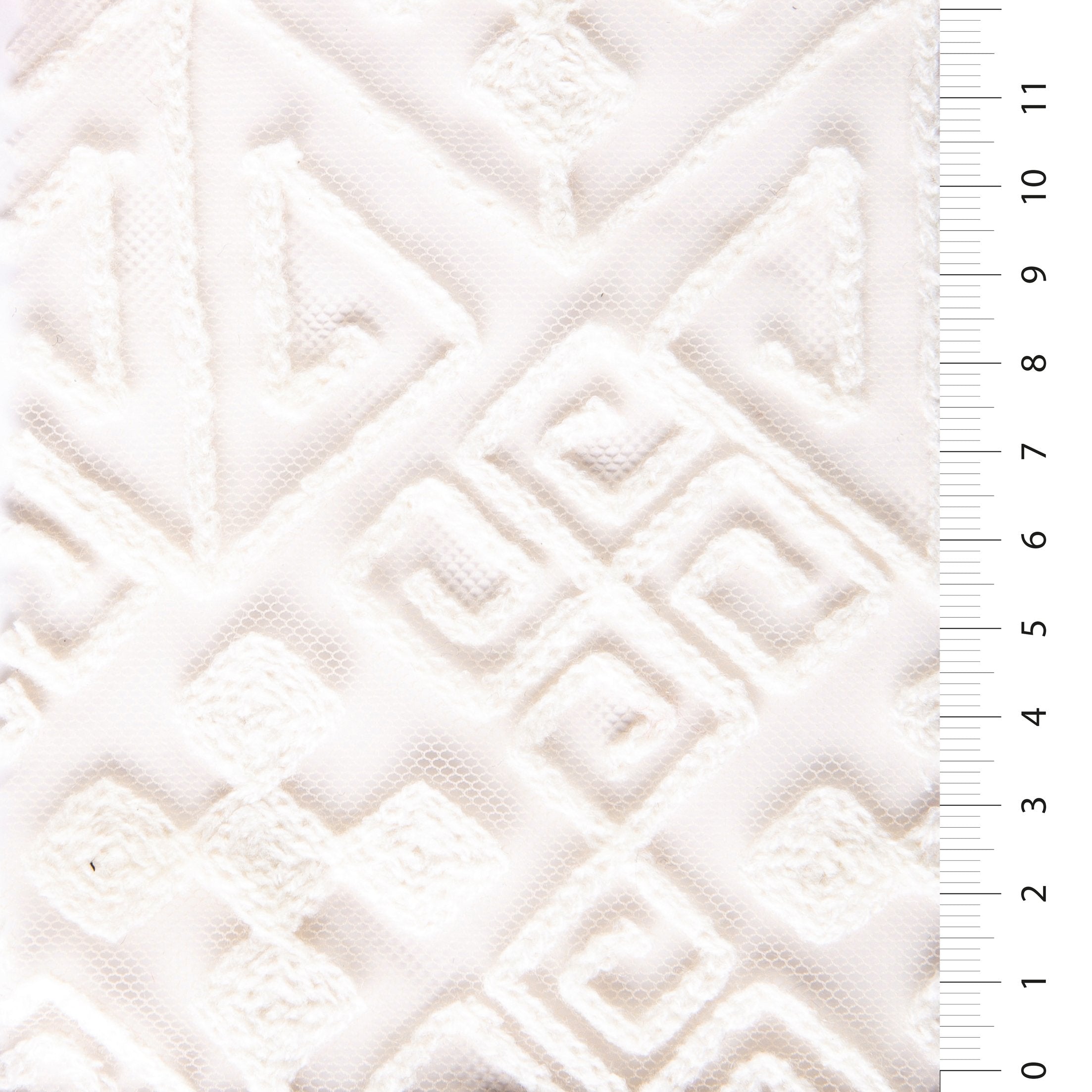 Aztek Tasarımlı Kordlu Pamuk Nakışlı Örgü Tül Kumaş