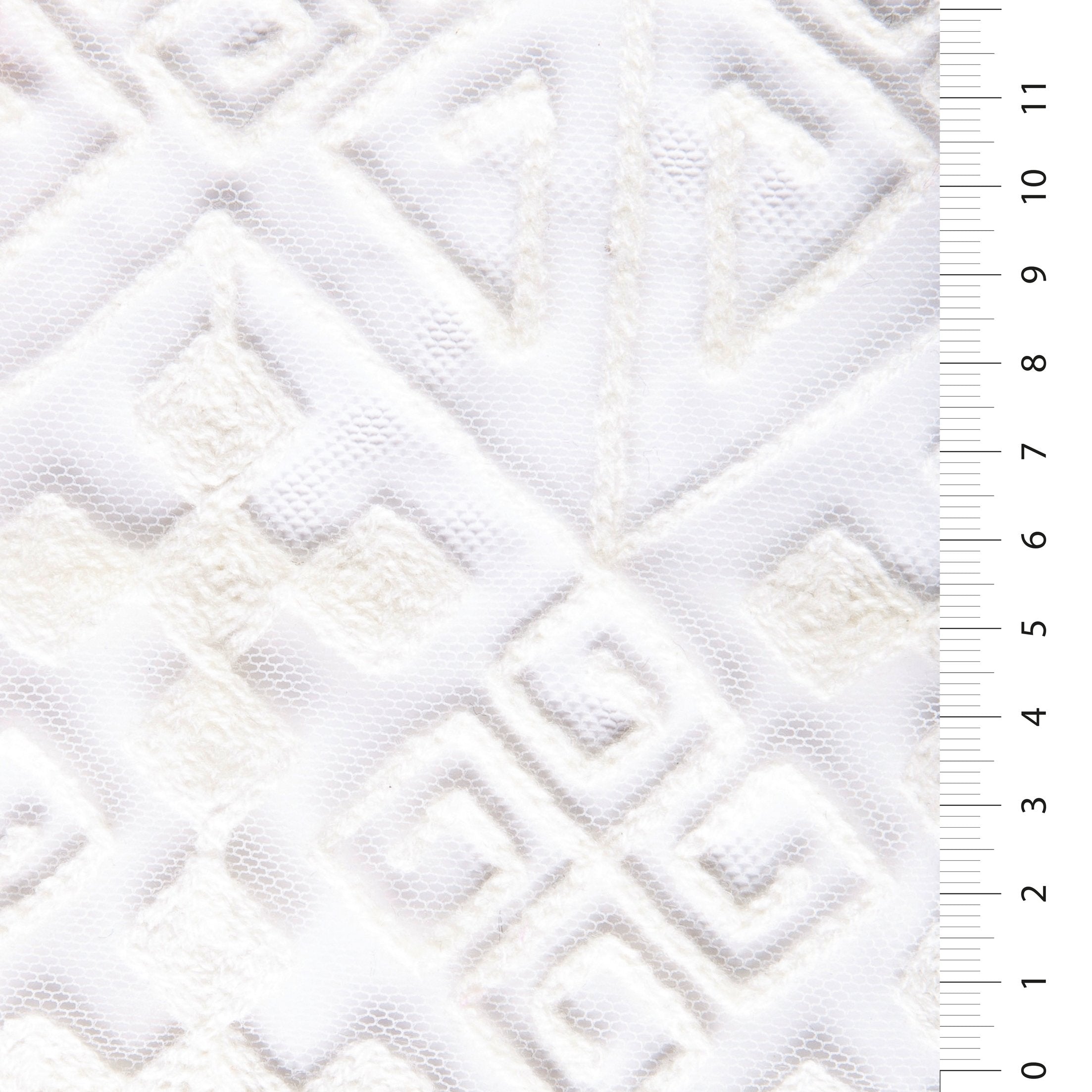 Aztek Tasarımlı Kordlu Pamuk Nakışlı Örgü Tül Kumaş