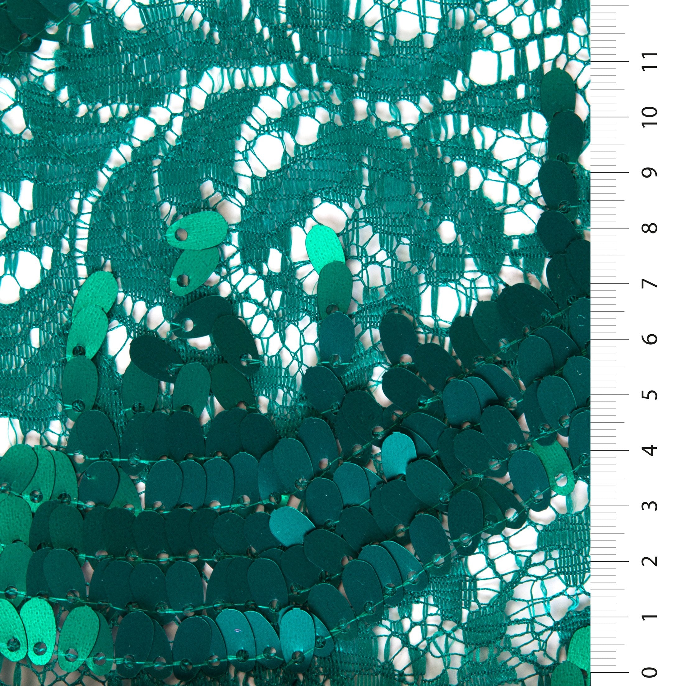 Zümrüt Gözyaşı Desenli Payet İşlemeli Dantel Kumaş | Burç Kumaş