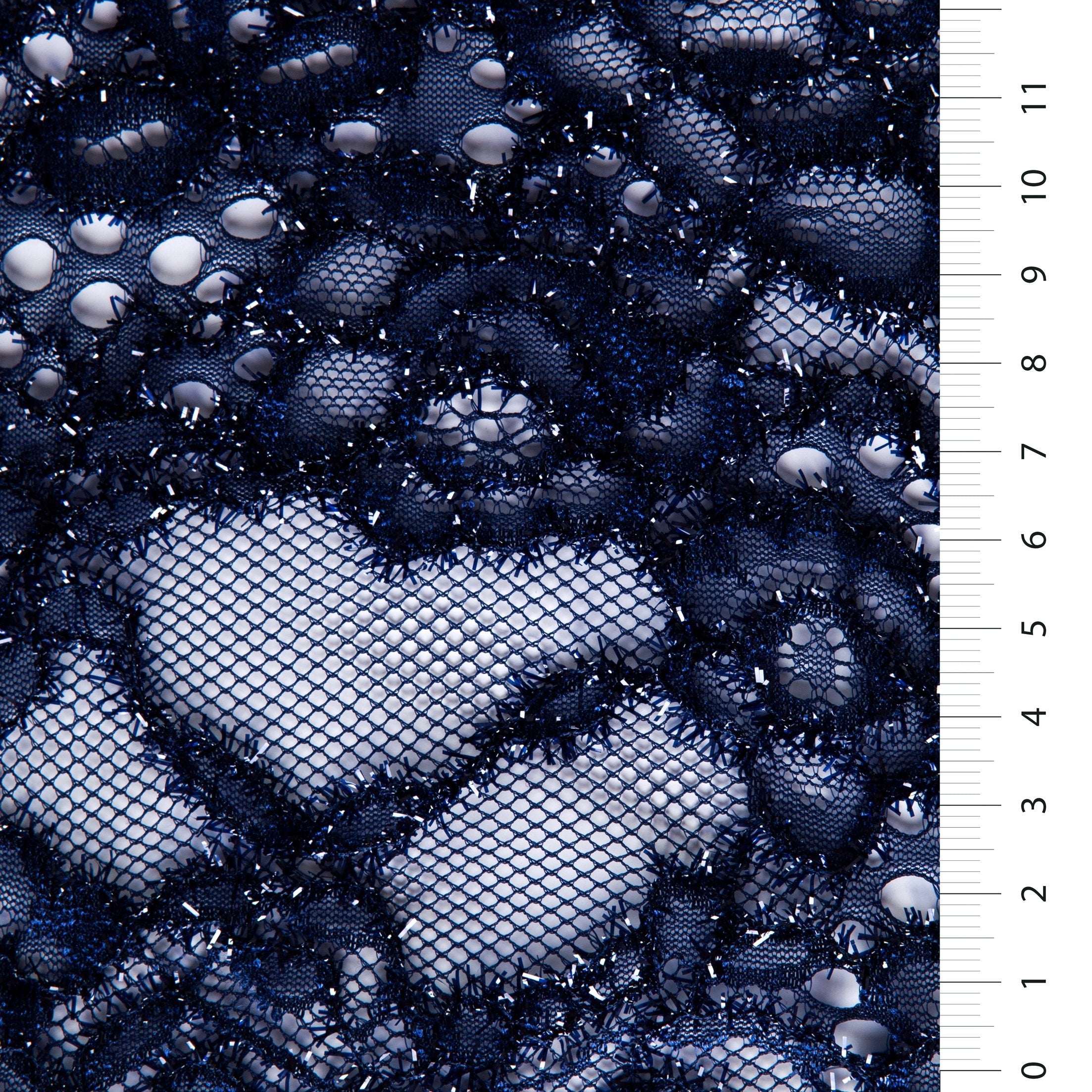 Pointelle Tasarım Parlak Metalik Simli İplikli Dantel Vizon Kumaş