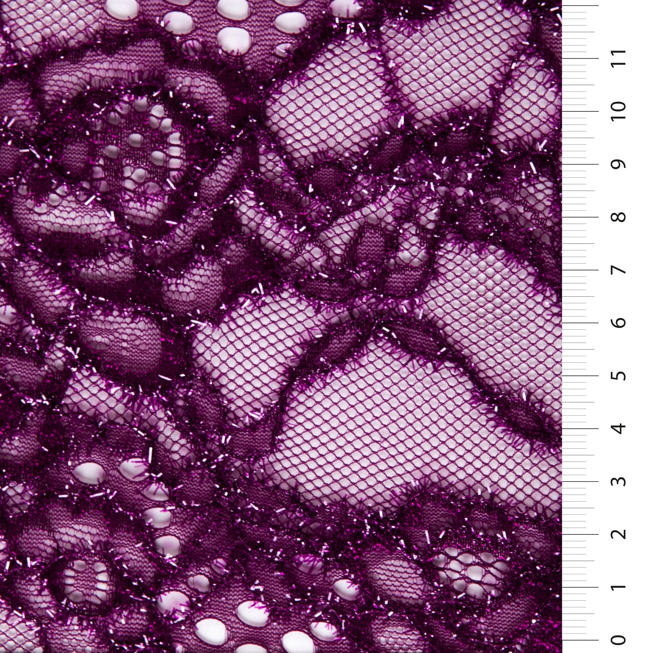 Pointelle Tasarım Parlak Metalik Simli İplikli Dantel Vizon Kumaş