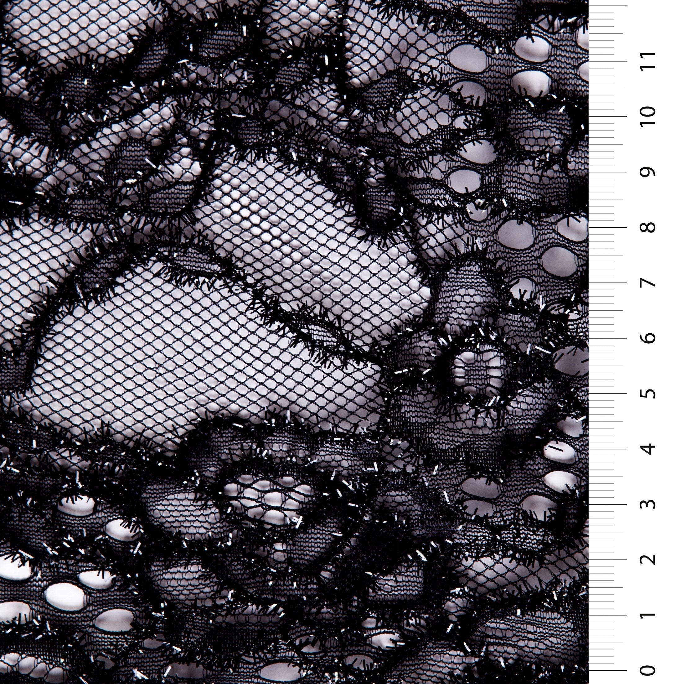 Pointelle Tasarım Parlak Metalik Simli İplikli Dantel Vizon Kumaş