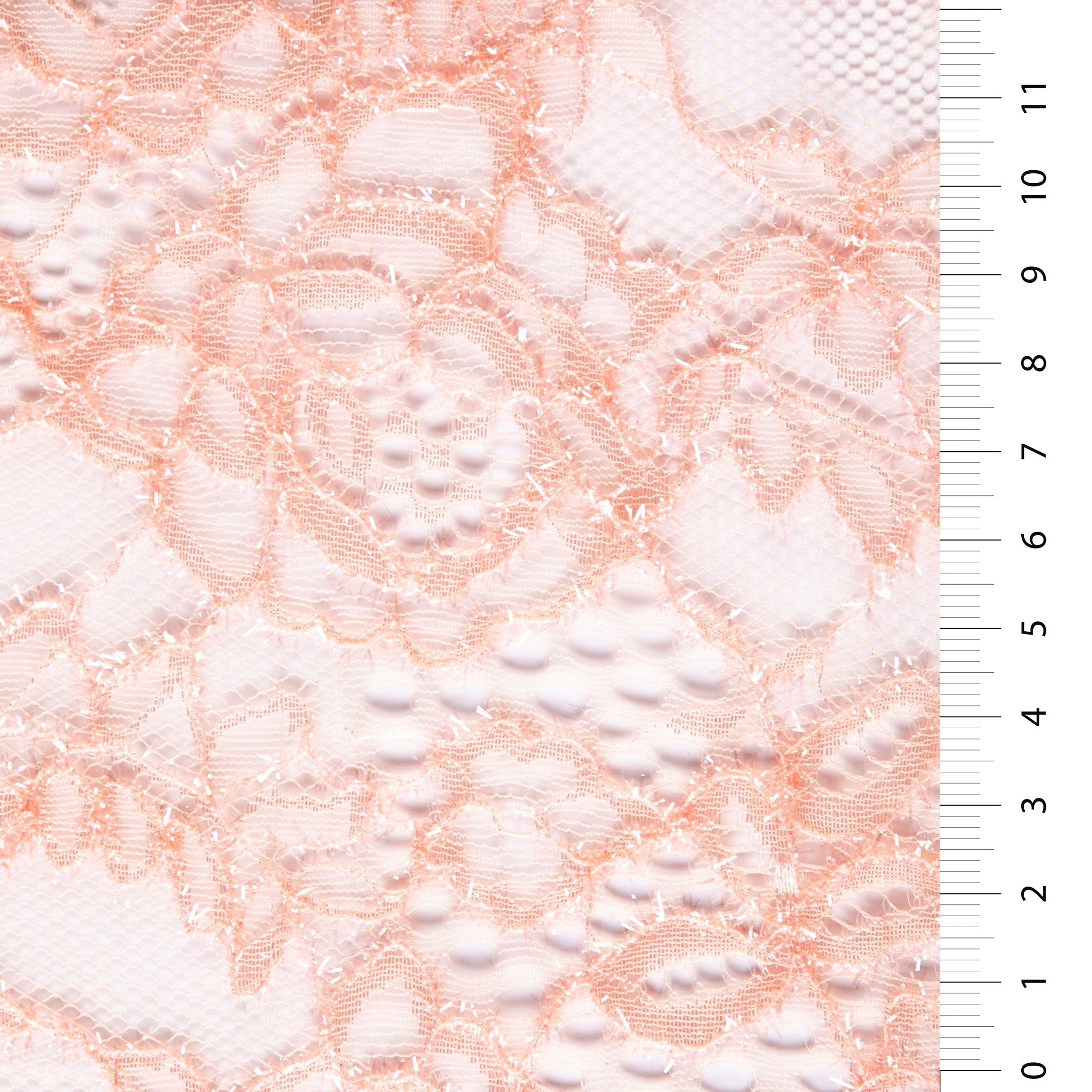 Pointelle Tasarım Parlak Metalik Simli İplikli Dantel Vizon Kumaş