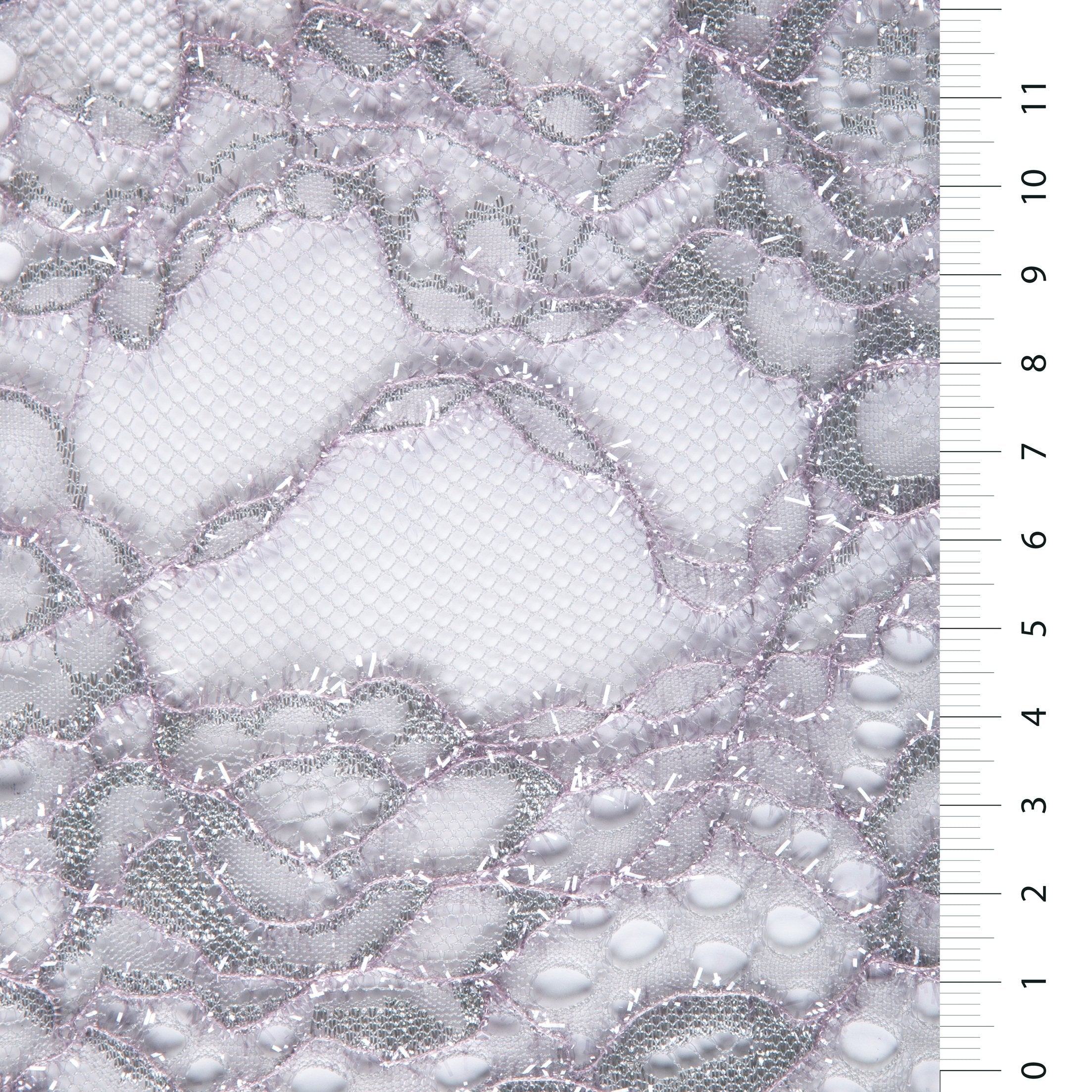 Pointelle Tasarım Parlak Metalik Simli İplikli Dantel Vizon Kumaş