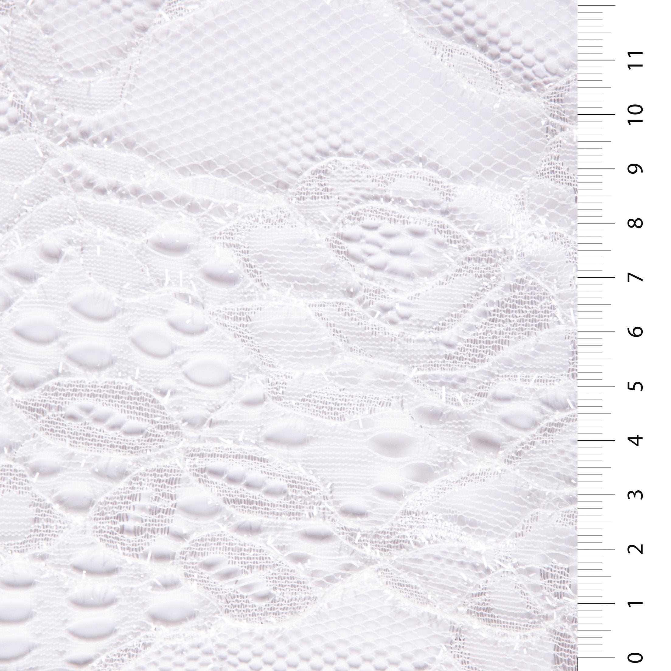 Pointelle Tasarım Parlak Metalik Simli İplikli Dantel Vizon Kumaş