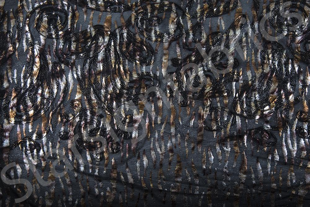 Leopar Desenli Kordonlu Folyo Baskı Örme Kumaş | Burç Kumaş