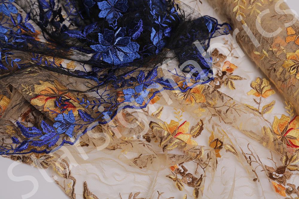 Mallorca Tarzı Çiçek Nakışlı Dantel Kumaşlar | Burç Kumaş