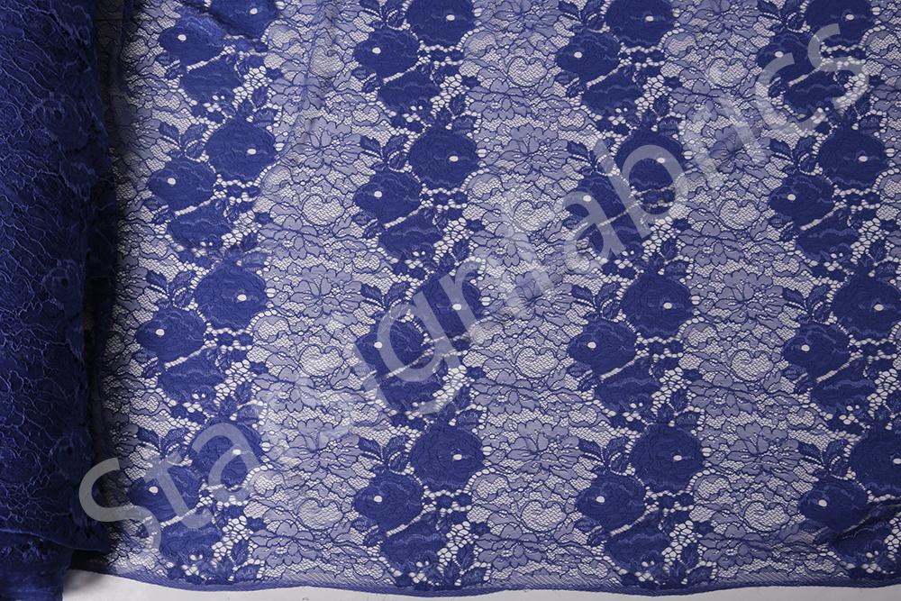 Lacivert Bahar Esintisi Hafif ve Yumuşak Dantel Kumaş | Burç Kumaş