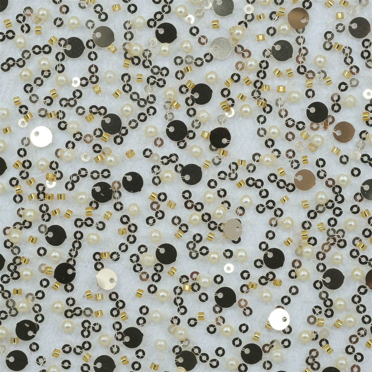 PAYETLİ İNCİ VE KESME BONCUKLU ÖRÜMCEK FİLE TÜL KUMAŞ