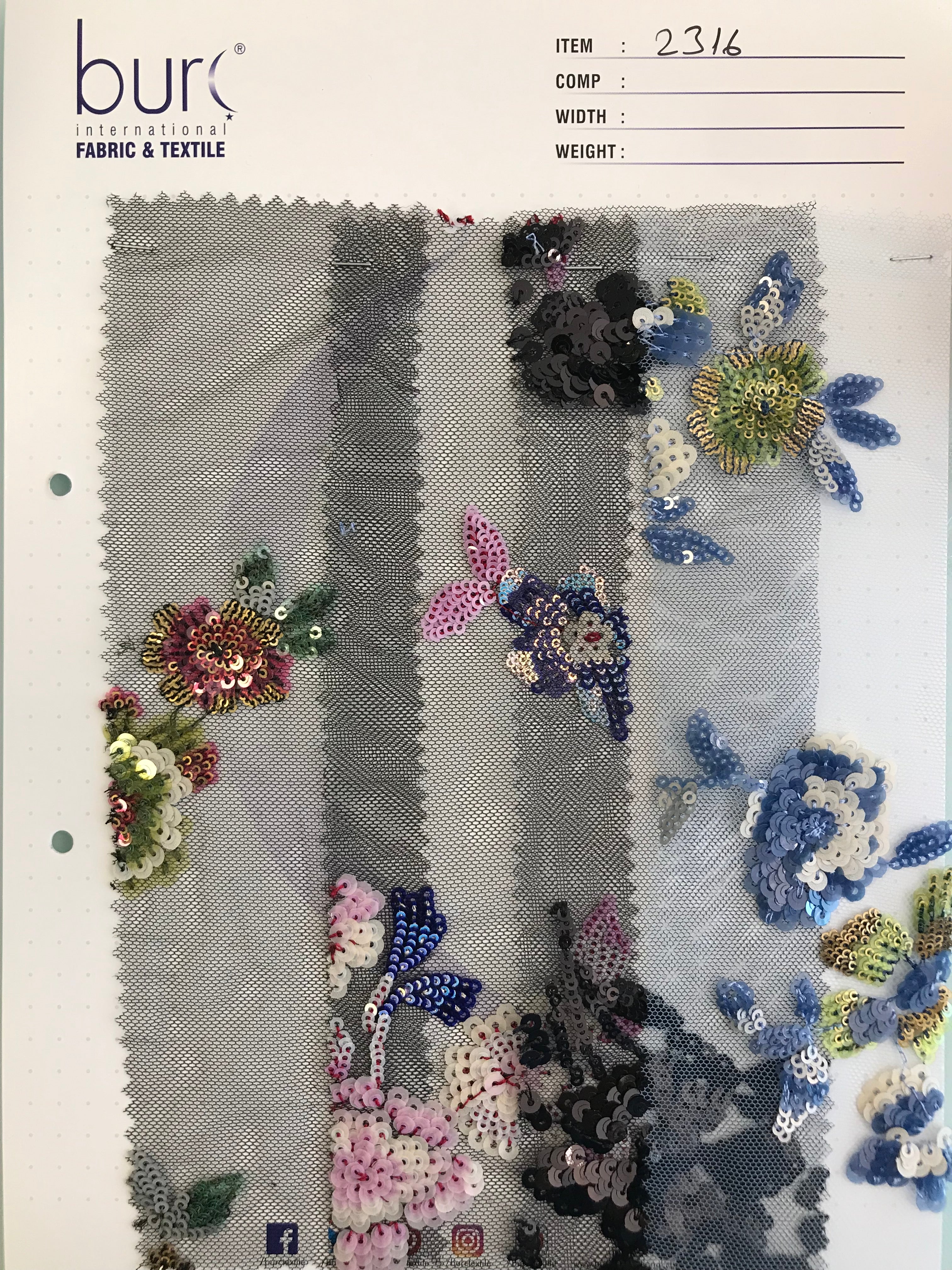 Göz Alıcı Çiçekli Renkli Payet İşlemeli Örgü Tül Kumaş