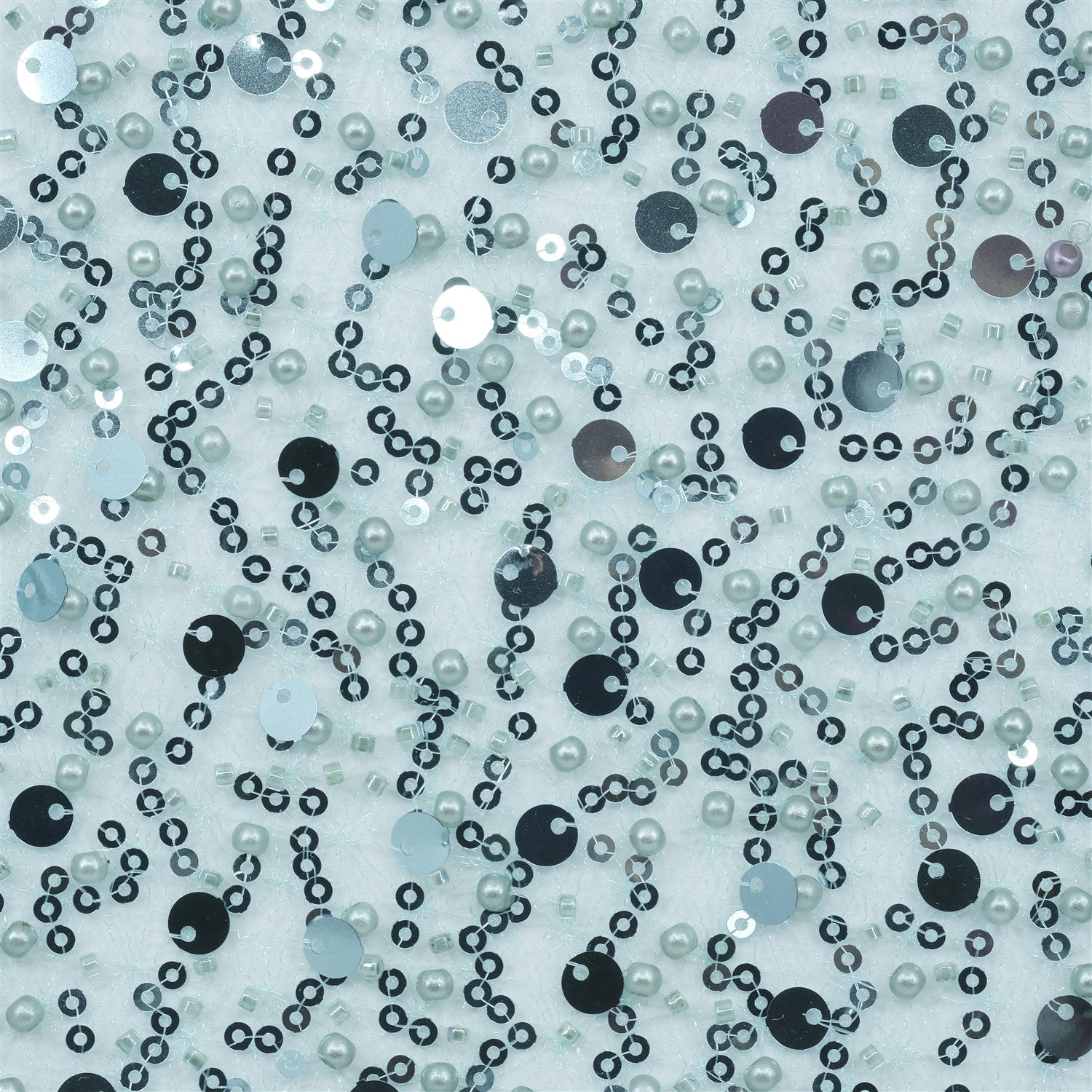 PAYETLİ İNCİ VE KESME BONCUKLU ÖRÜMCEK FİLE TÜL KUMAŞ