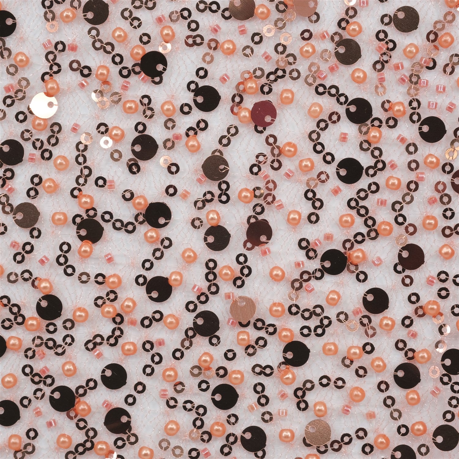 PAYETLİ İNCİ VE KESME BONCUKLU ÖRÜMCEK FİLE TÜL KUMAŞ