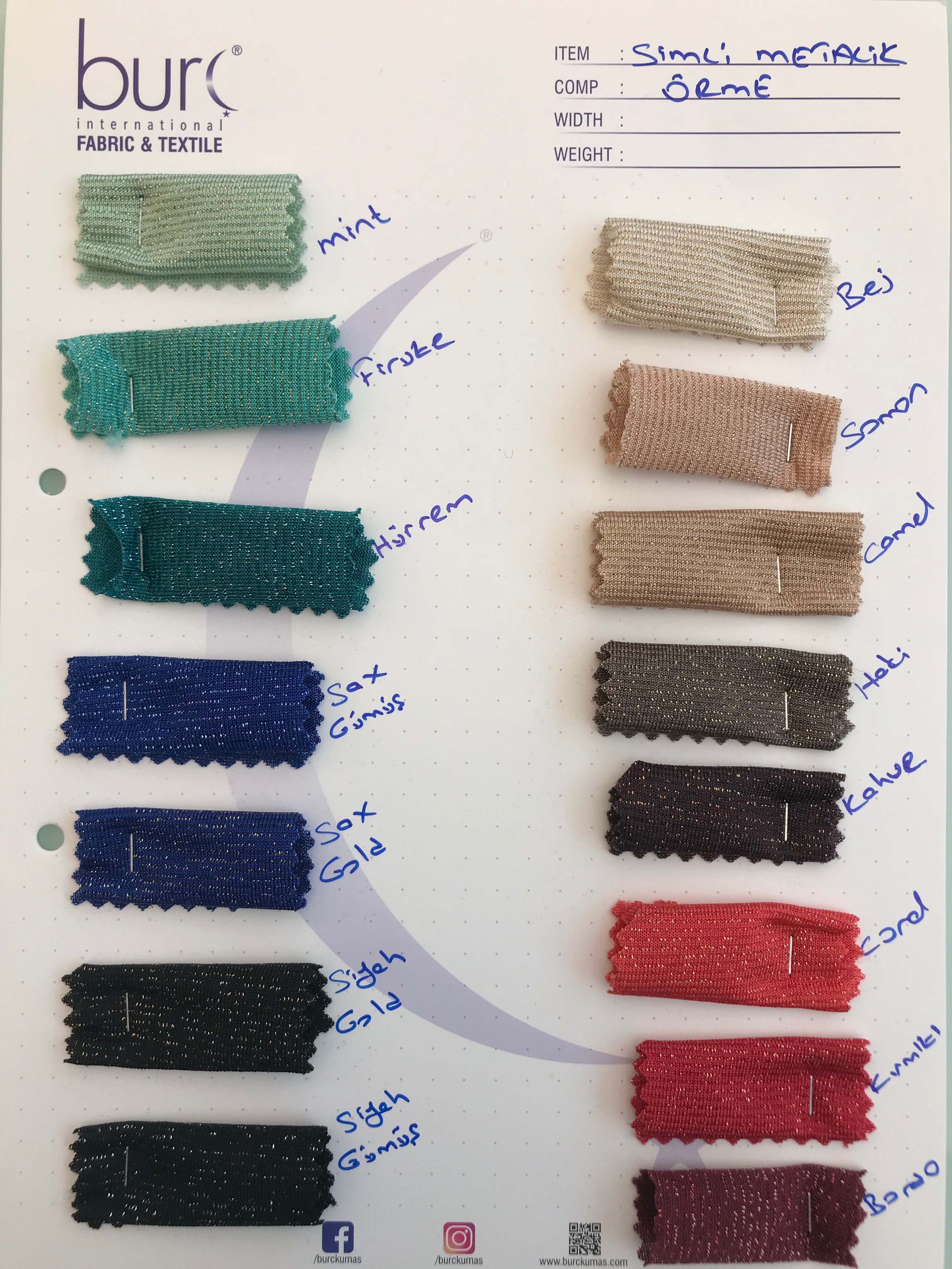 Metalik İplik Örme Simli Kumaş