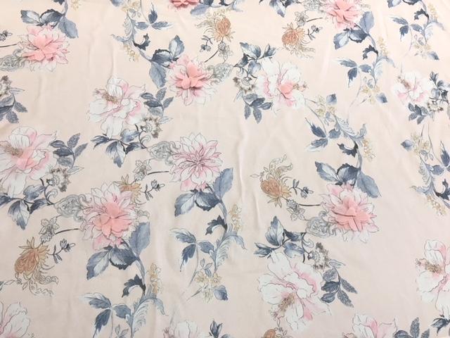 Mavi 3D Çiçek Baskı Tasarımı Nakış Dokuma Kumaş | Burç Kumaş