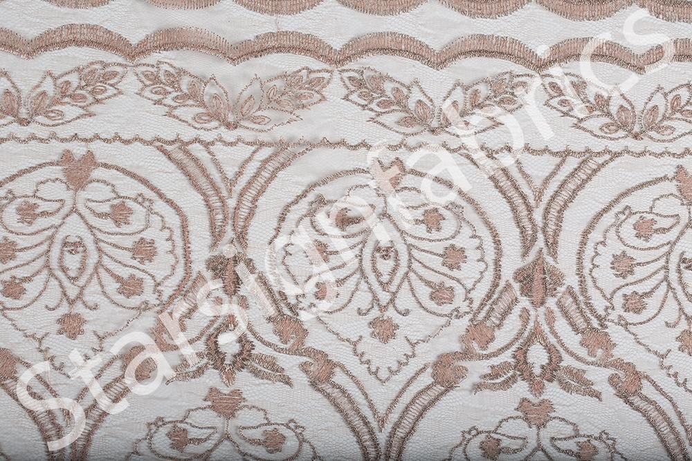 Somon Dekoratif Süslemeli Simetrik Nakışlı Kumaş | Burç Kumaş