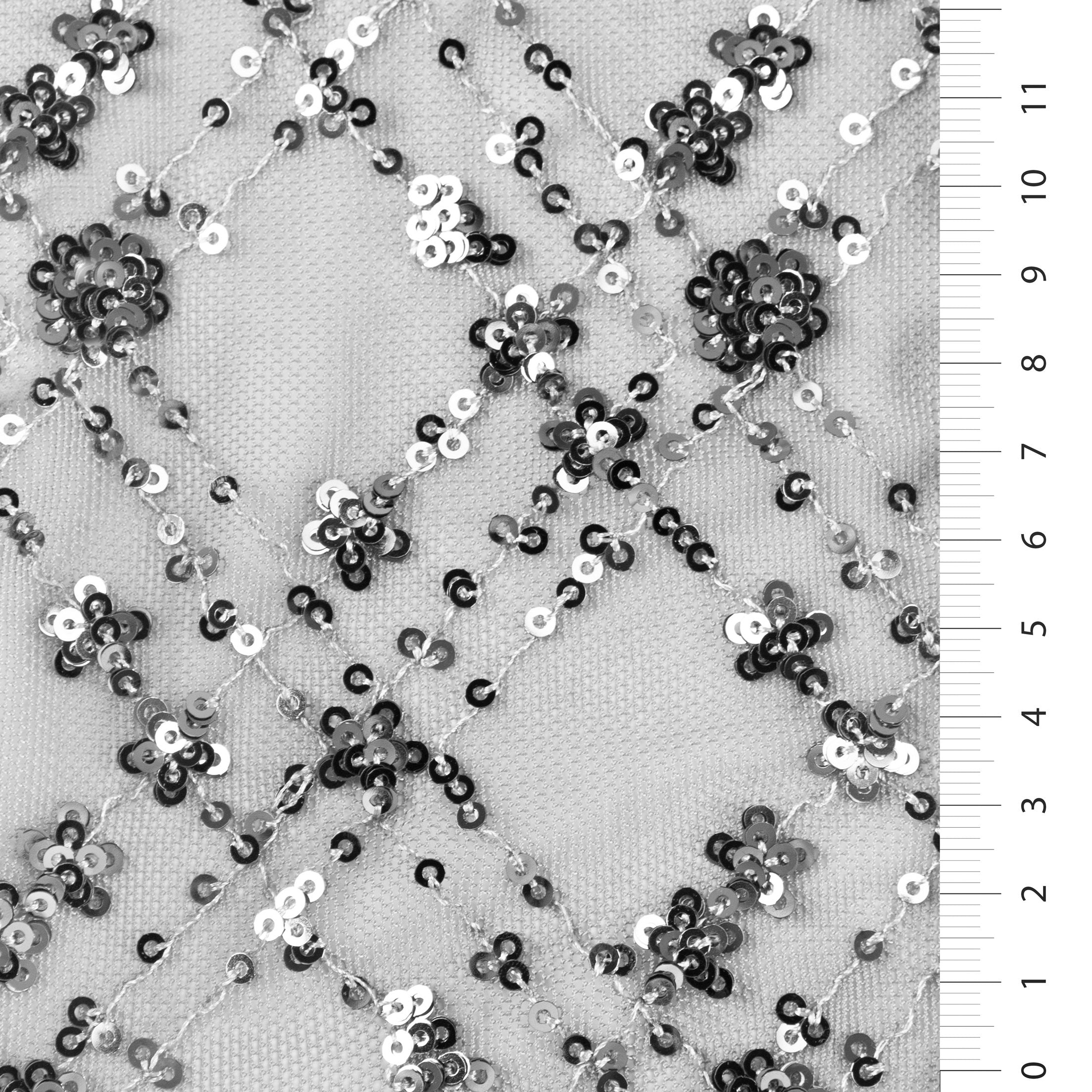 Argyle Tasarımlı Küme Payet Nakışlı Örgü Tül Kumaş