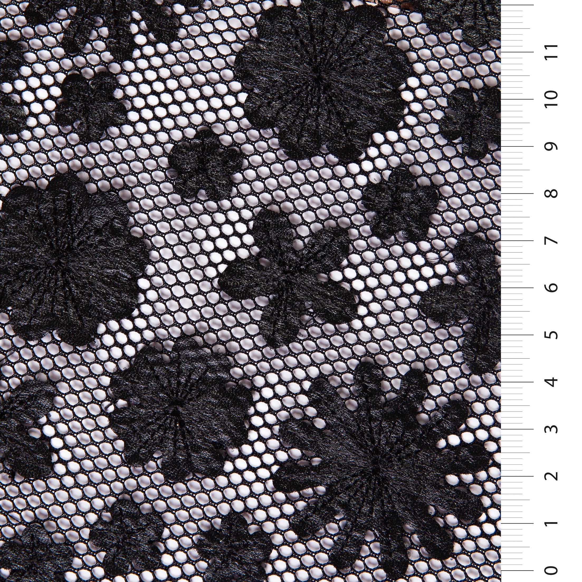 Siyah 3D Lazer Kesim Çiçekli Suni Deri Nakışlı Kumaş | Burç Kumaş