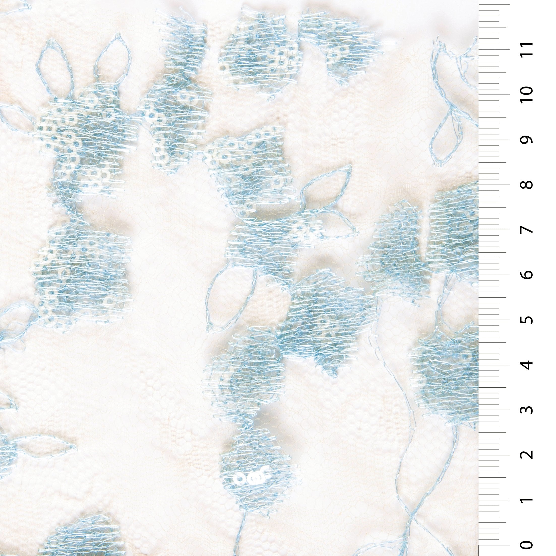 Bebe Mavisi Payet İşlemeli Dantel Kumaş | Burç Kumaş