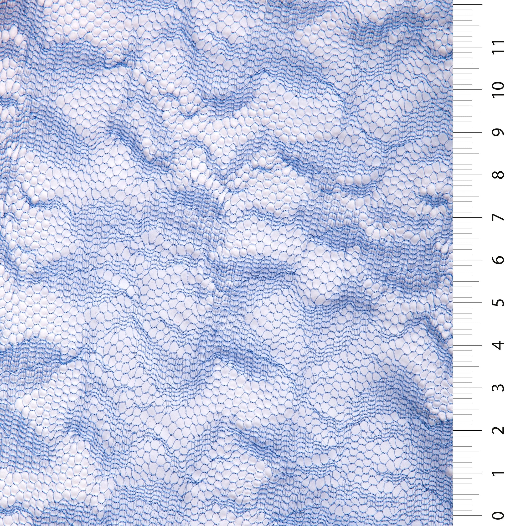Saks Mavisi Çiçek Tasarım Örgü Dantel Tül Kumaş | Burç Kumaş