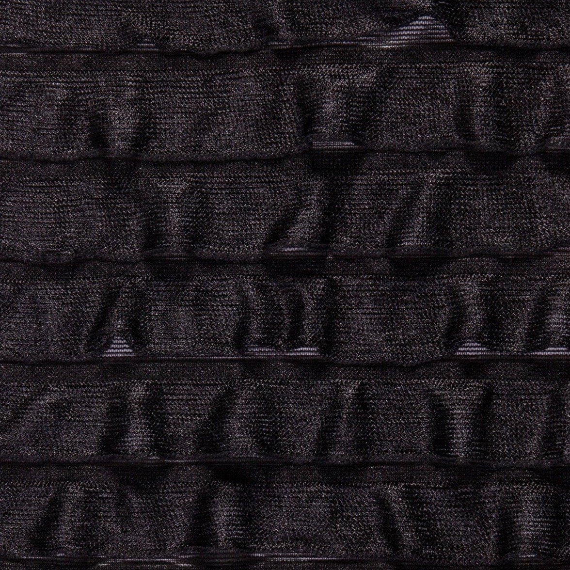 Siyah Fırfırlı Yumuşak Dokunuşlu Örme Kumaş | Burç Kumaş