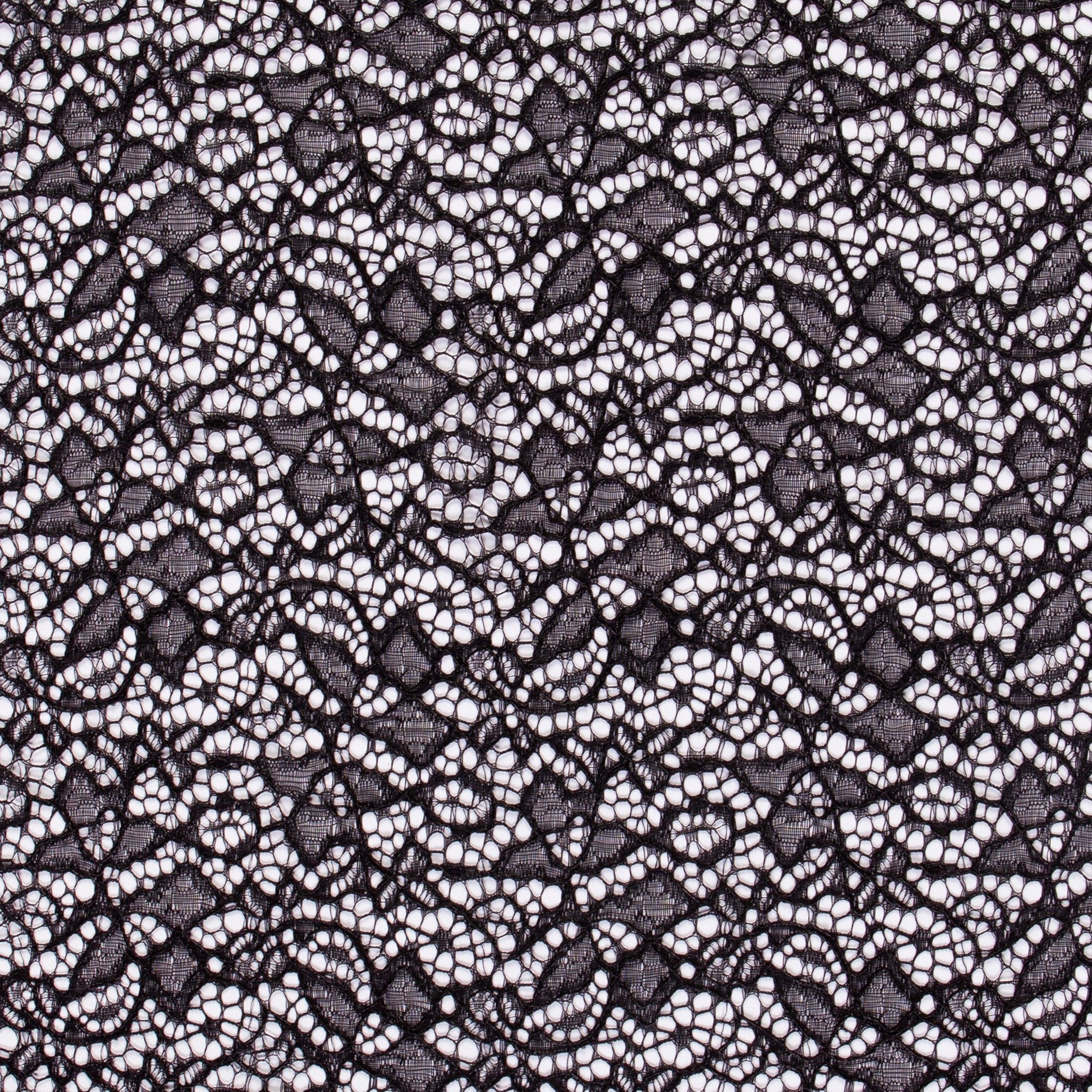 Siyah Papatya Buket Tasarımı Kordonlu Dantel Kumaş | Burç Kumaş