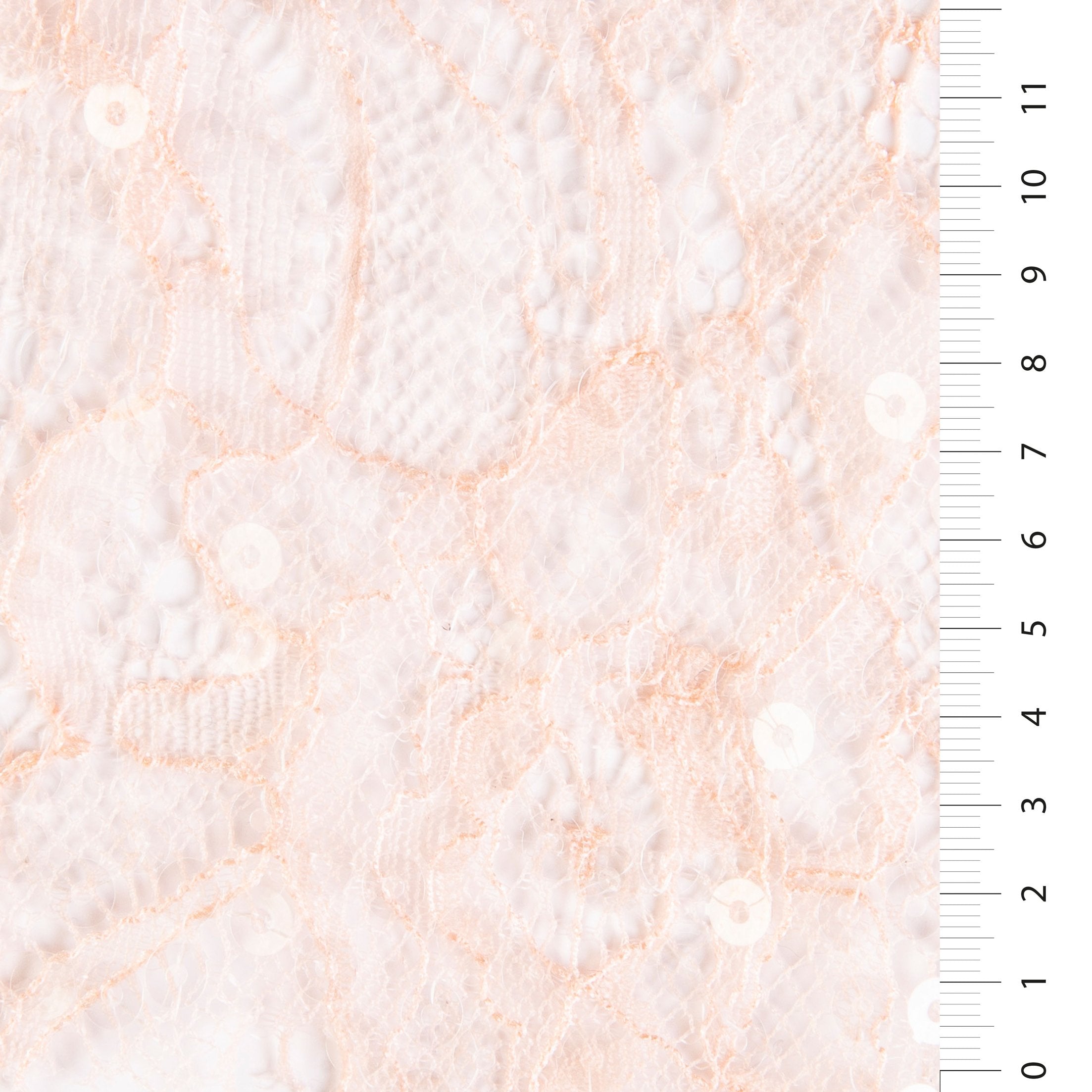 Lyon Stili Payet Süslemeli Yumuşak Somon Dantel Kumaş  | Burç Kumaş