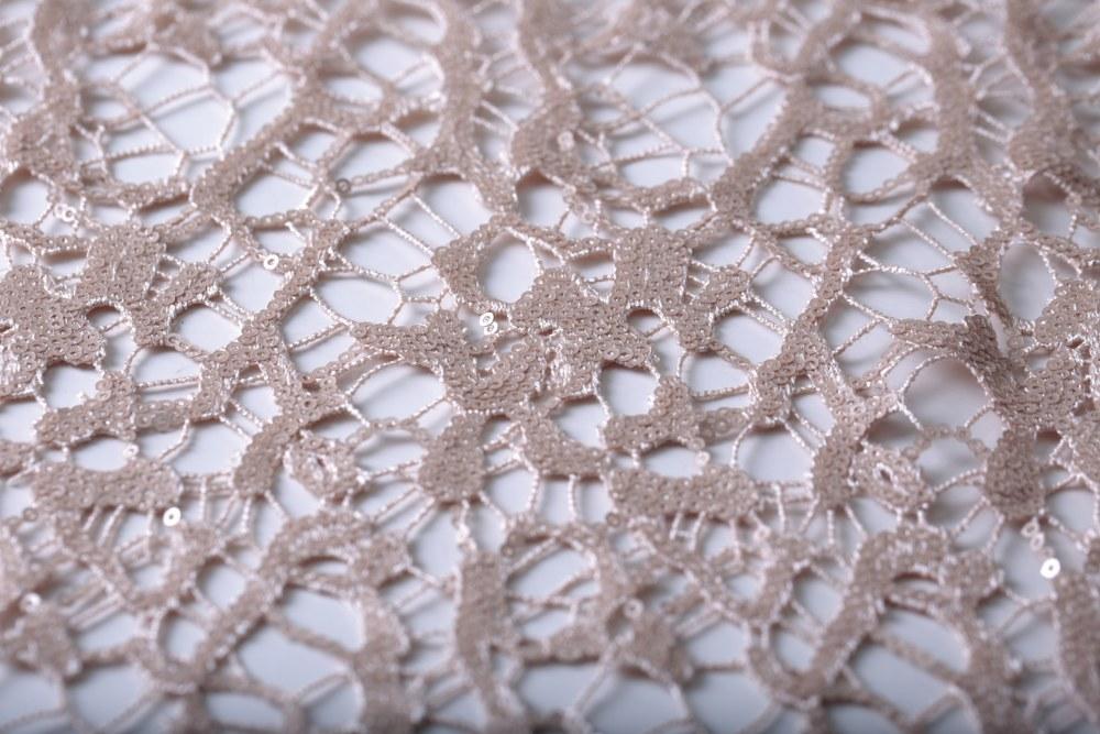 Örümcek Ağı Tasarımlı Güpür Payet Süslemeli Kumaş
