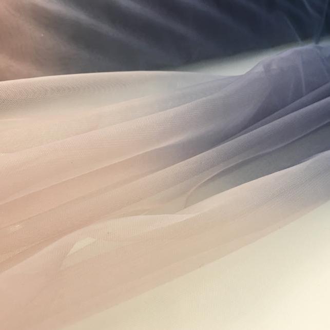 Somon-Lacivert Ombre Renk Geçişli Mikro Örgü Tül Kumaş | Burç Kumaş